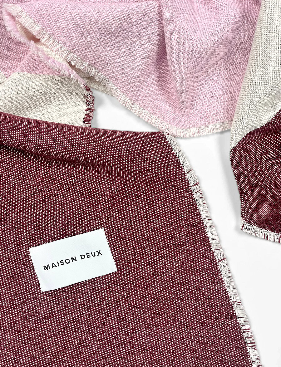 Maison Deux - Check Bold Blanket Burgundy Pink - burgundy pink - 2