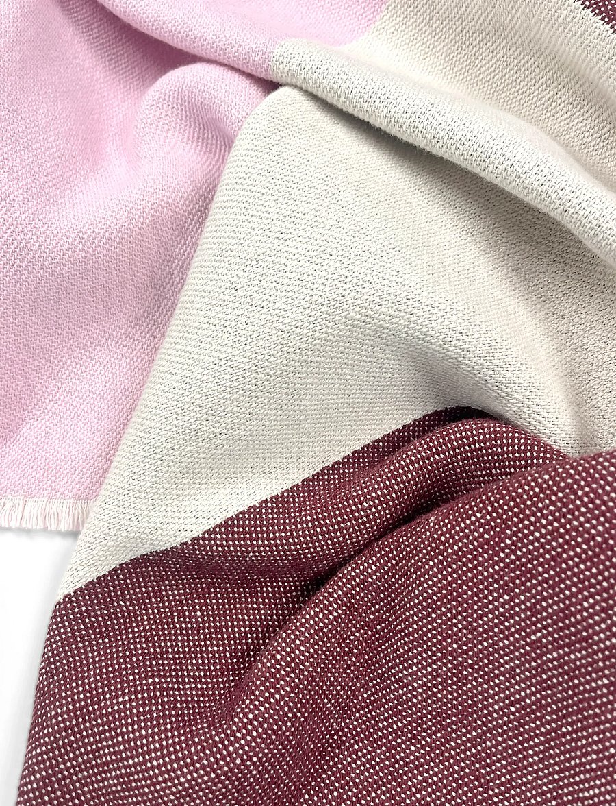 Maison Deux - Check Bold Blanket Burgundy Pink - burgundy pink - 3