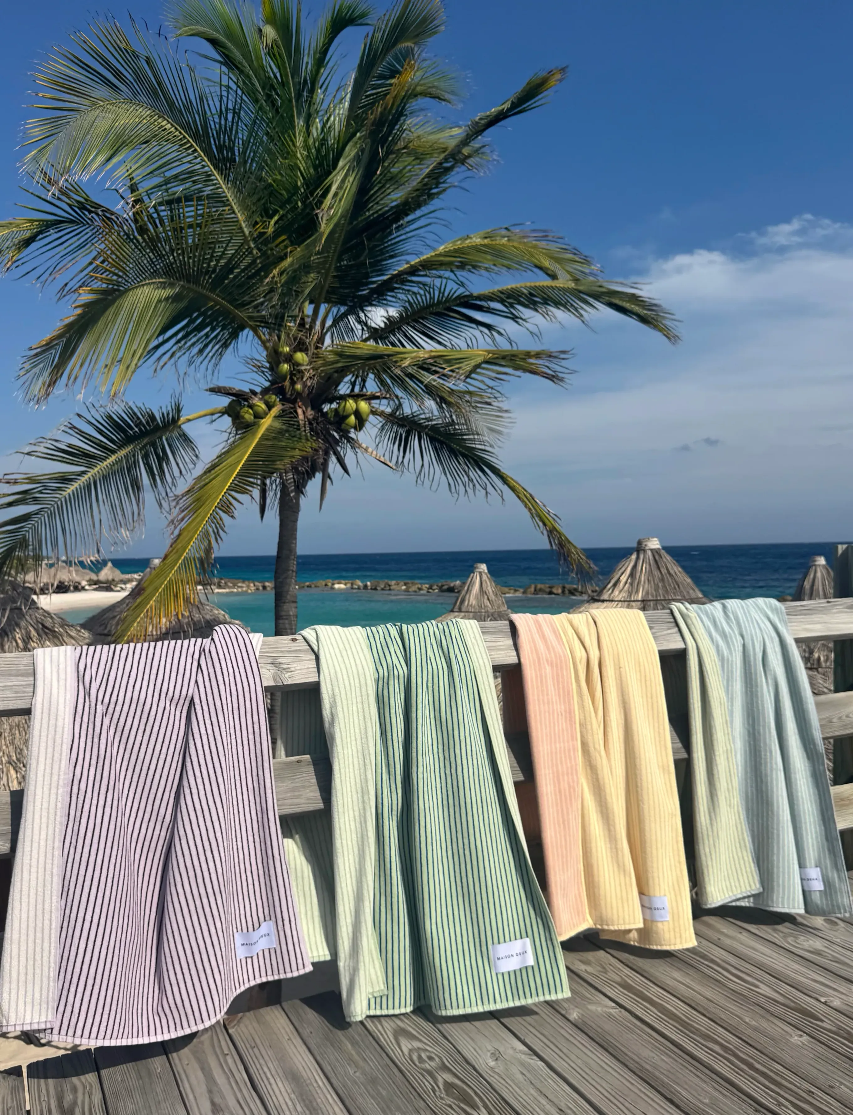 Maison Deux Stripes Color Sage Cobalt Blue, 90X 180 cm, Towels & Bath Towels, Grün - Hand Frauen