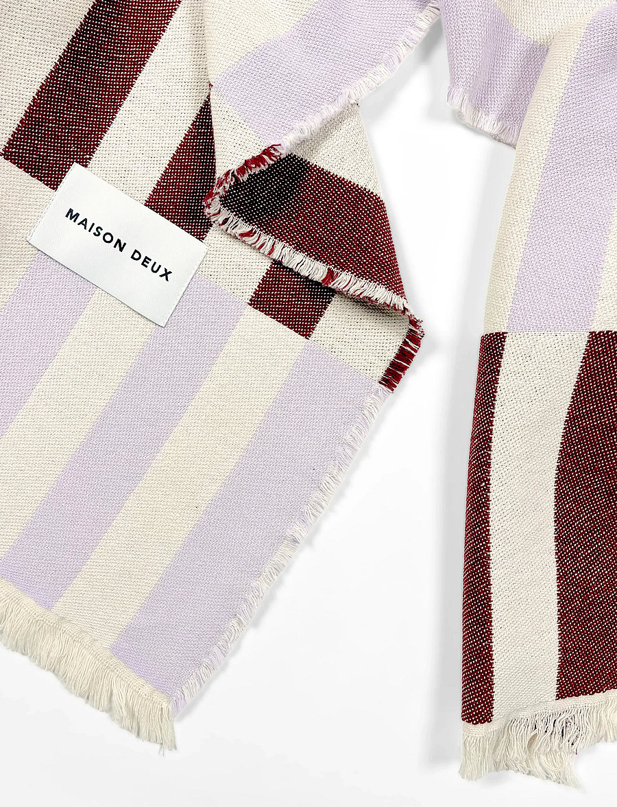 Maison Deux - Tiles Blanket Lilac Burgundy - lilac burgundy - 2