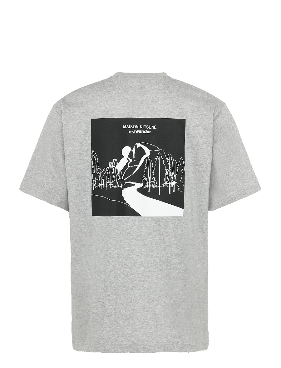 Maison Kitsune - MK x AND WANDER DRY COTTON TSHIRT 1 - kurzärmelige t-shirts - ash grey - 2