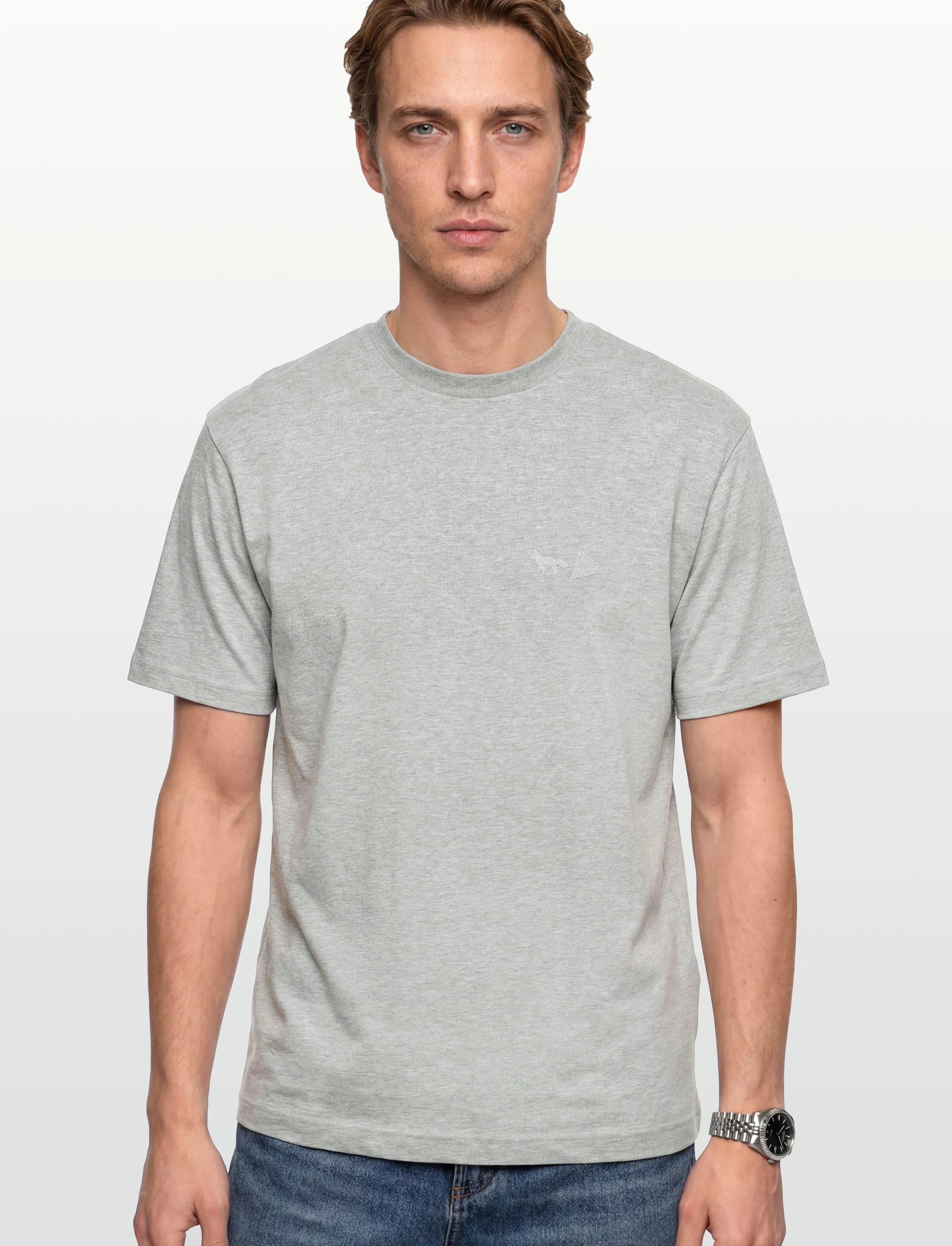 Maison Kitsune - MK x AND WANDER DRY COTTON TSHIRT 1 - kortærmede t-shirts - ash grey - 3