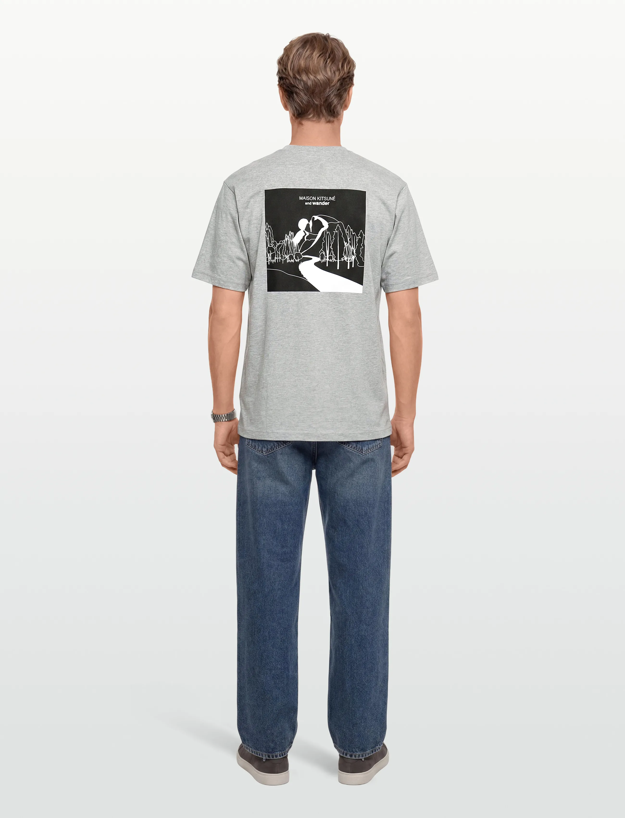 Maison Kitsune - MK x AND WANDER DRY COTTON TSHIRT 1 - kortærmede t-shirts - ash grey - 4