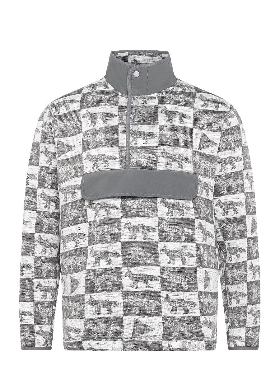 Maison Kitsune - Fox Checkers Fleece Pullover - fleece-pullover - grey - 0