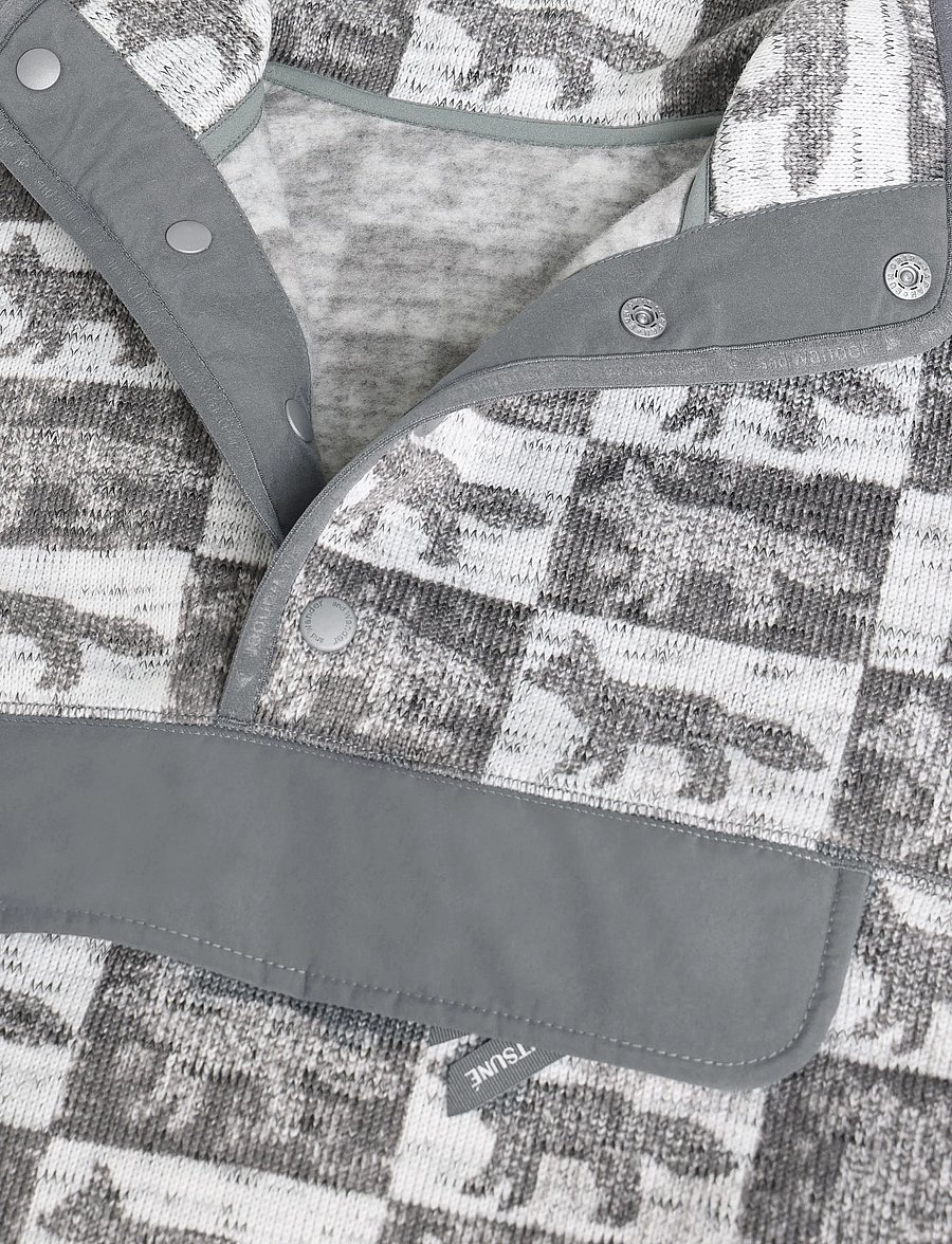 Maison Kitsune - Fox Checkers Fleece Pullover - fleece-pullover - grey - 2