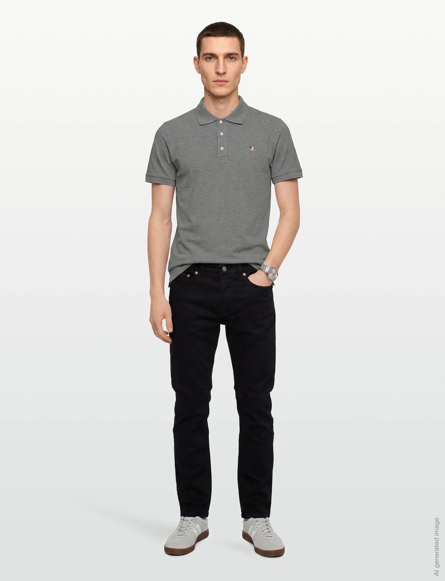 Maison Kitsune - TRICOLOR FOX PATCH CLASSIC POLO - kootud polosärgid - grey melange - 0