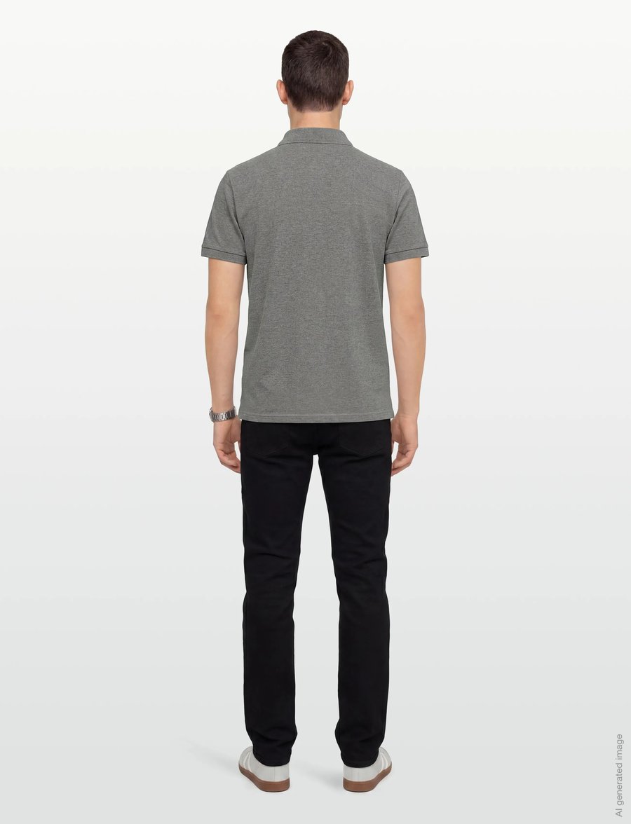 Maison Kitsune - TRICOLOR FOX PATCH CLASSIC POLO - kootud polosärgid - grey melange - 4