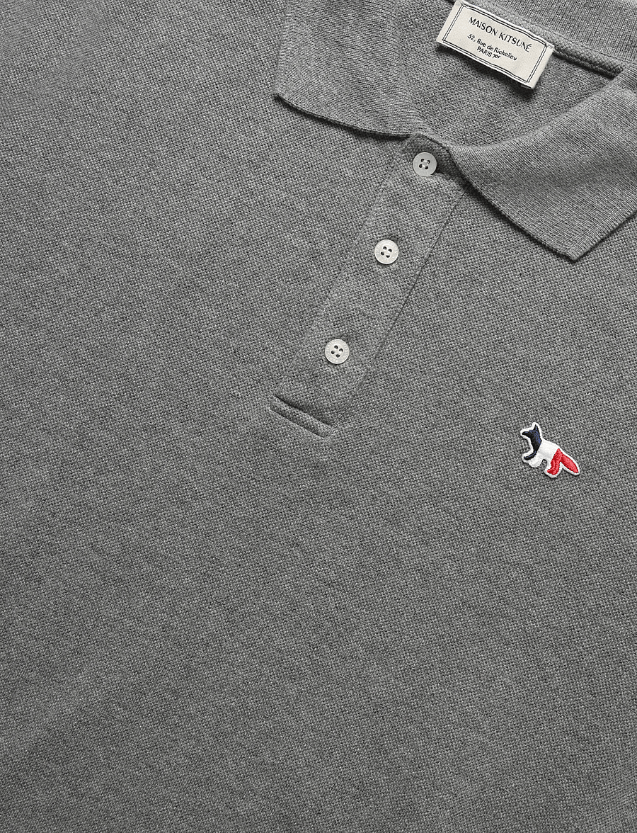 Maison Kitsune - TRICOLOR FOX PATCH CLASSIC POLO - kootud polosärgid - grey melange - 5