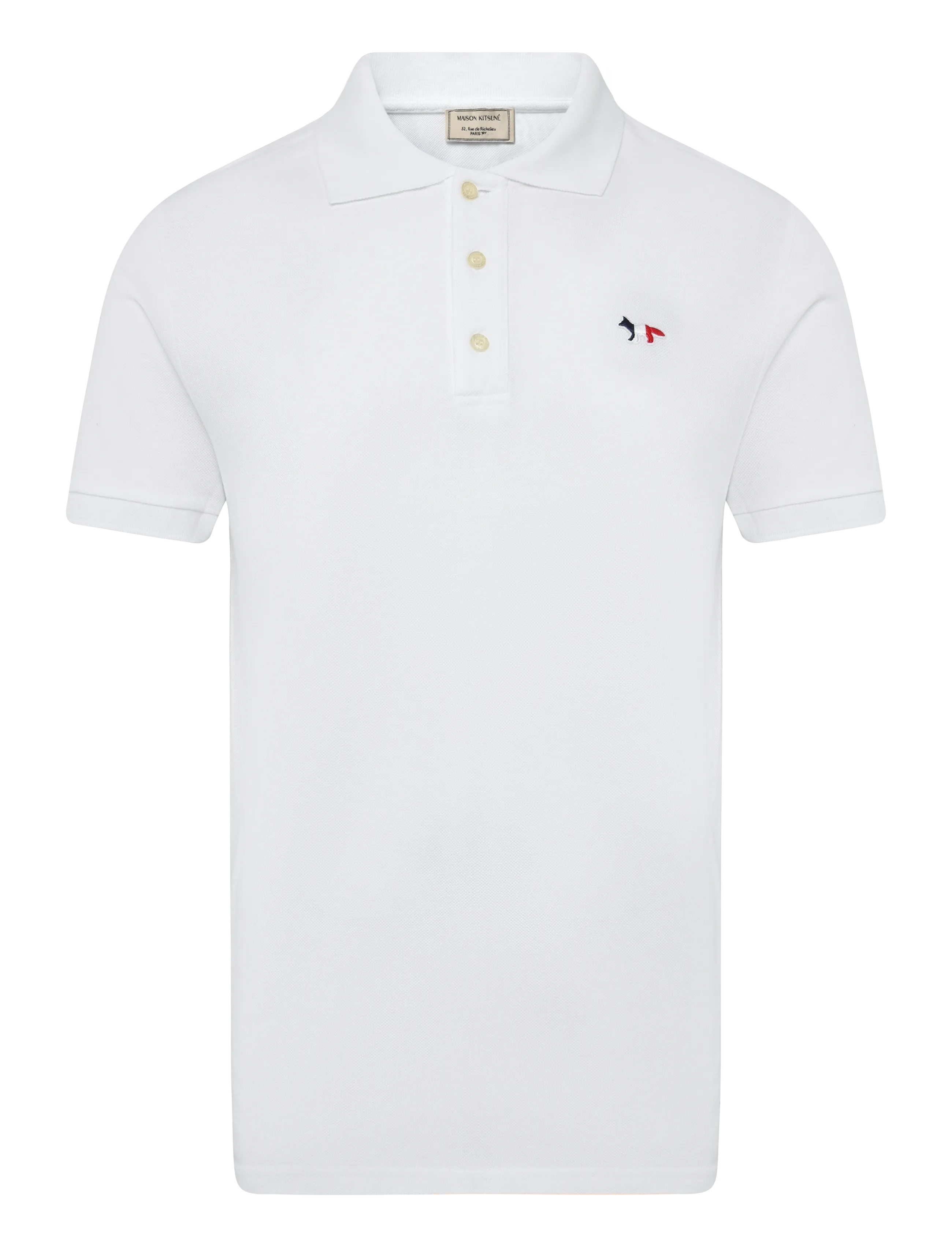 Maison Kitsune TRICOLOR FOX PATCH CLASSIC POLO - Kläder - WHITE / white