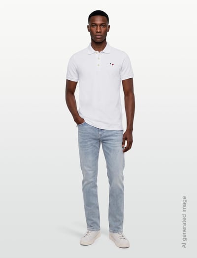 Maison Kitsune Tricolor Fox Patch Classic Polo (White/Vit) - 1039 kr