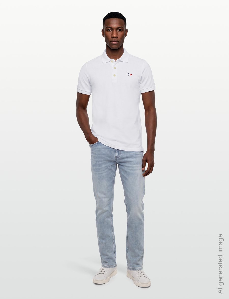 Maison Kitsune - TRICOLOR FOX PATCH CLASSIC POLO - stickade pikéer - white - 0