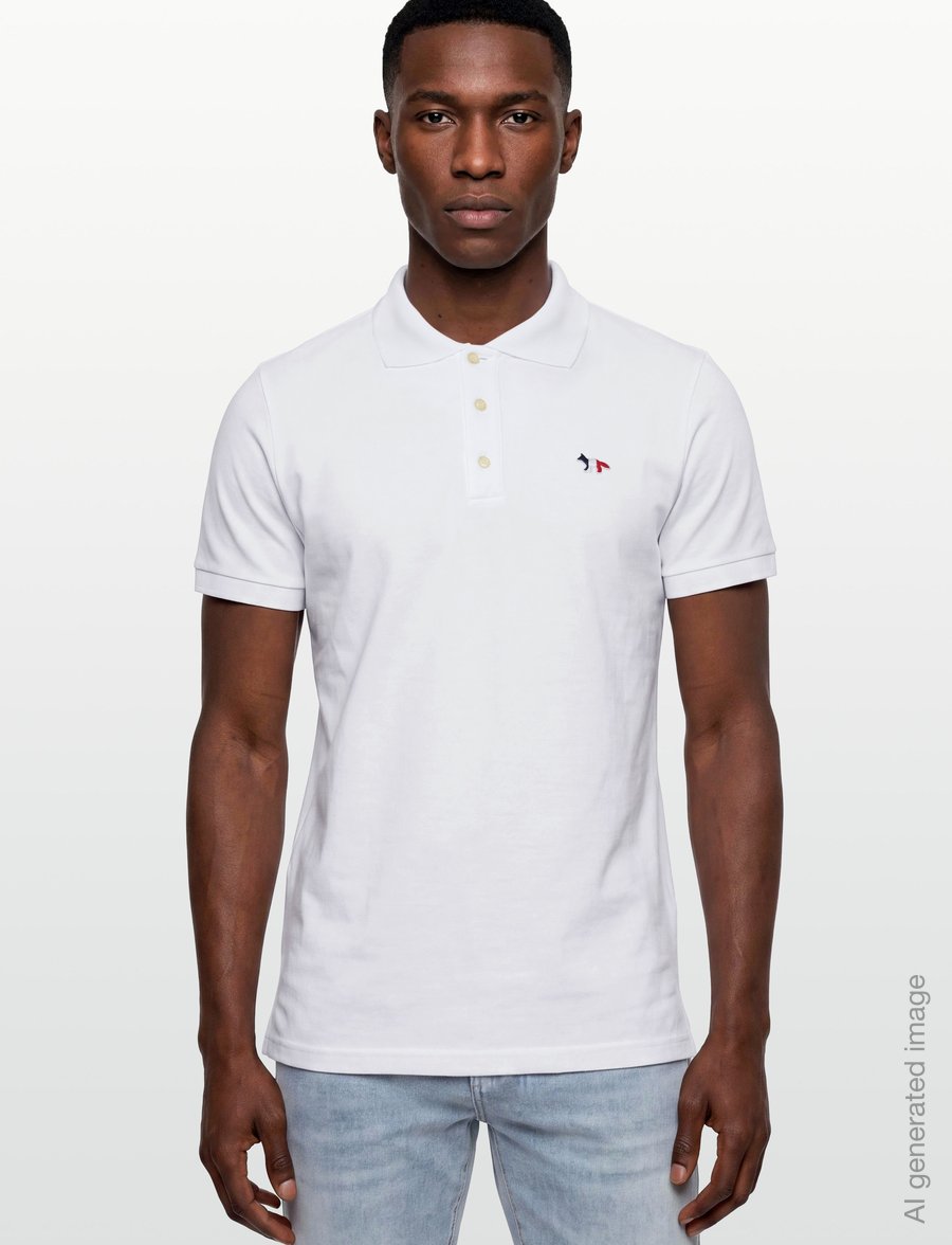Maison Kitsune - TRICOLOR FOX PATCH CLASSIC POLO - stickade pikéer - white - 3