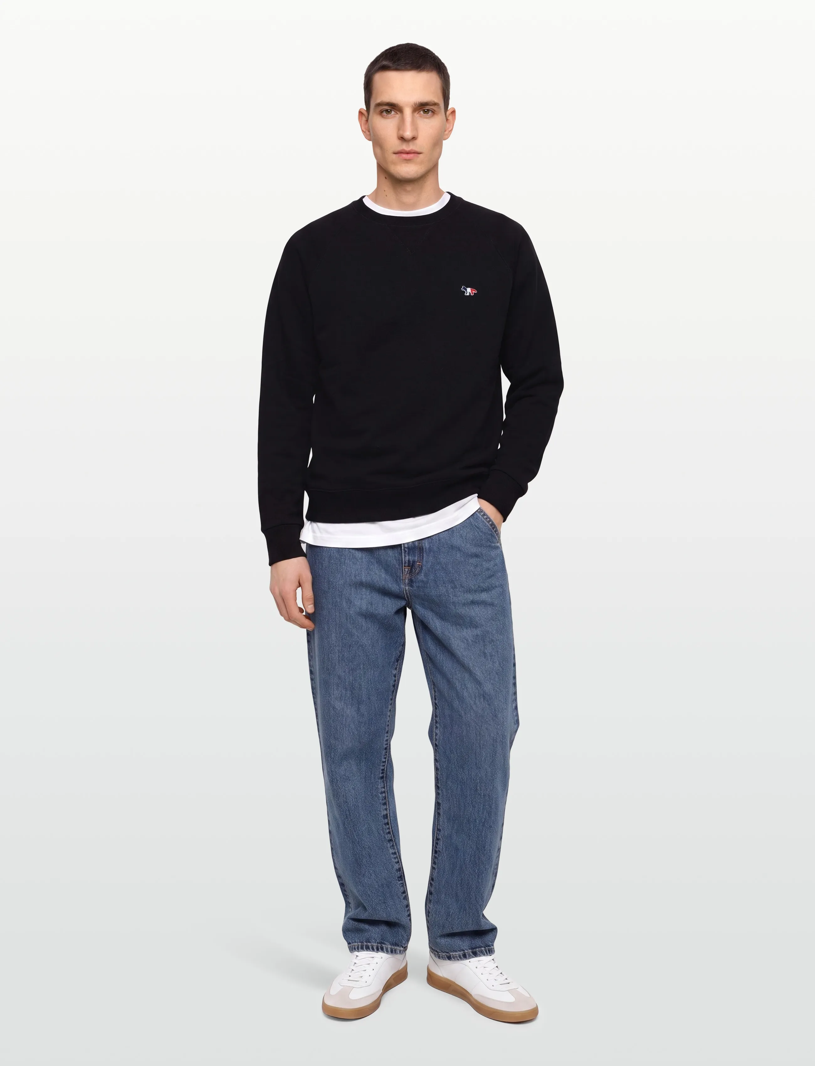 Maison Kitsune SWEATSHIRT TRICOLOR FOX PATCH - Maison Kitsuné - BLACK / black