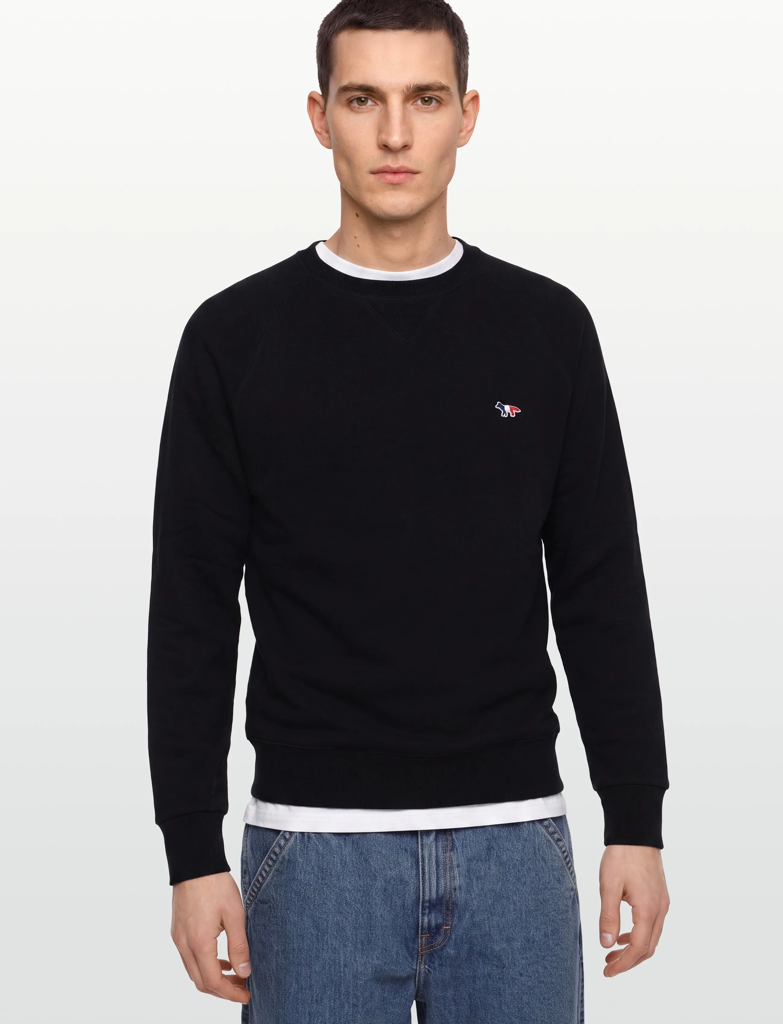 Maison Kitsune - SWEATSHIRT TRICOLOR FOX PATCH - dressipluusid - black - 3