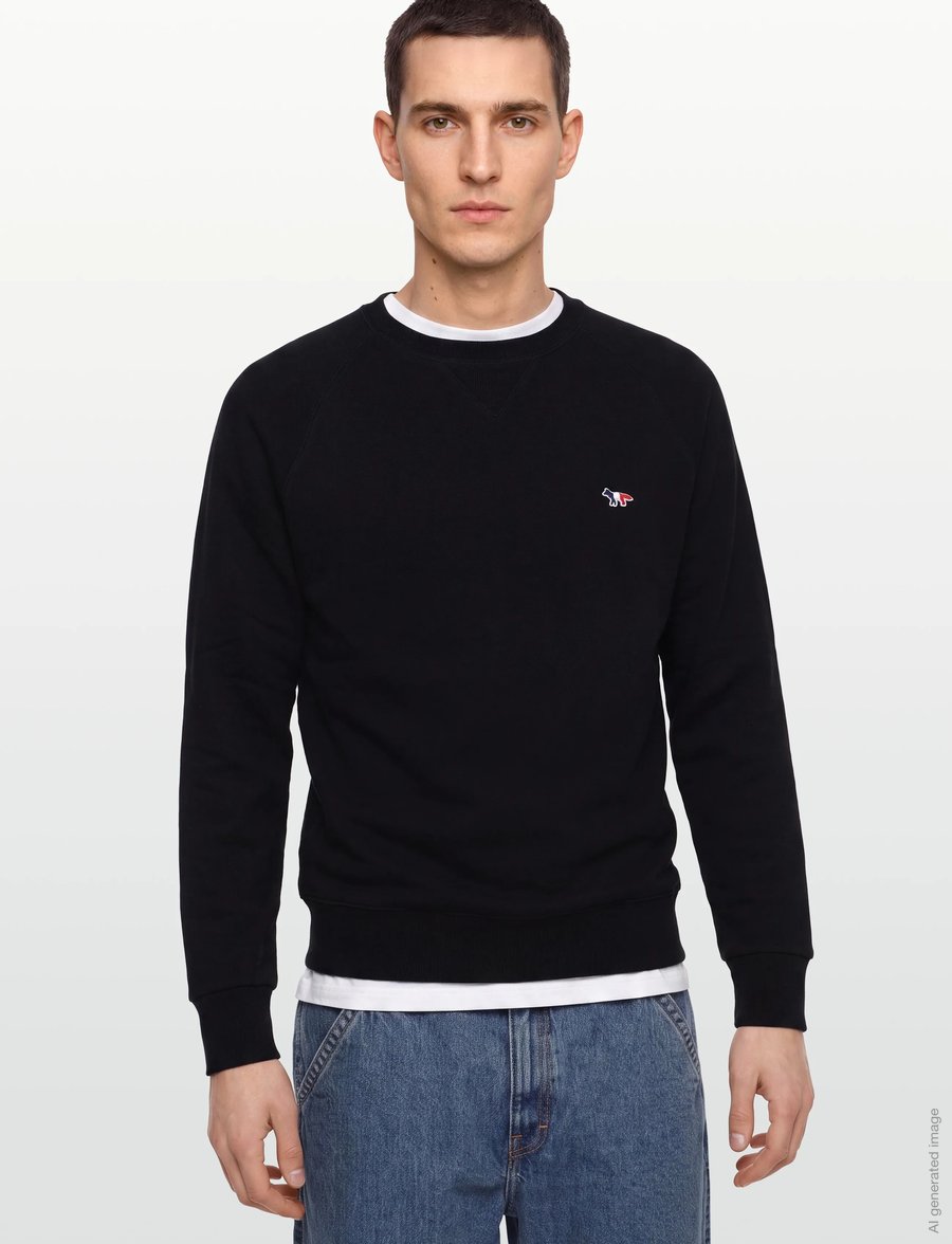 Maison Kitsune - SWEATSHIRT TRICOLOR FOX PATCH - dressipluusid - black - 3