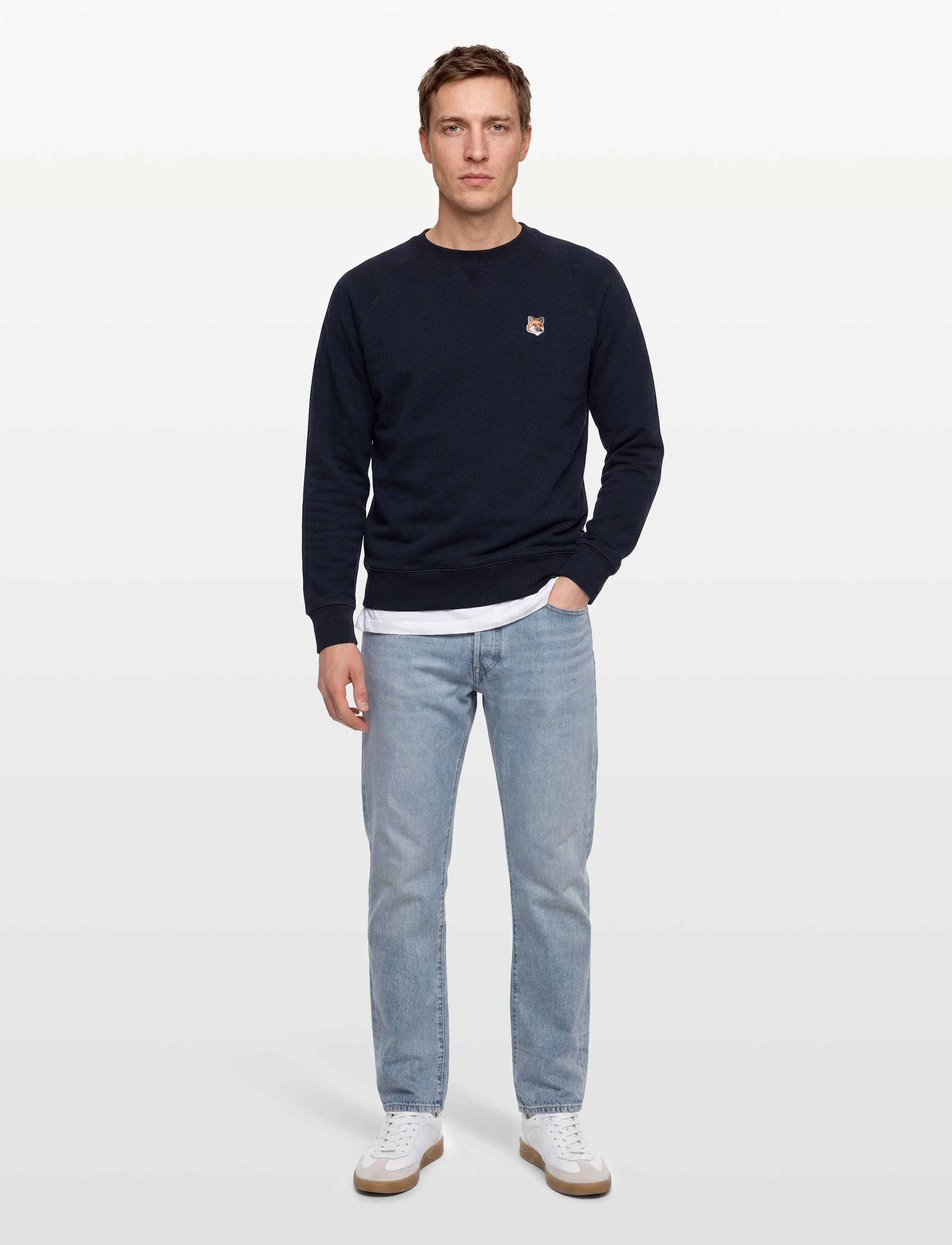 Maison Kitsune Fox Head Patch Classic Sweatshirt, S, Navy, Sweatshirts & Hættetrøjer > Sweatshirts, Herre