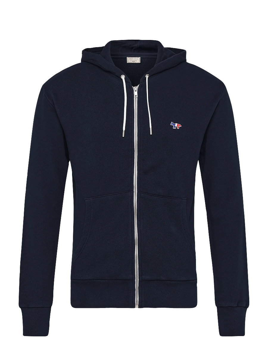 Maison Kitsune - TRICOLOR FOX PATCH ZIP HOODIE - hoodies - navy - 0