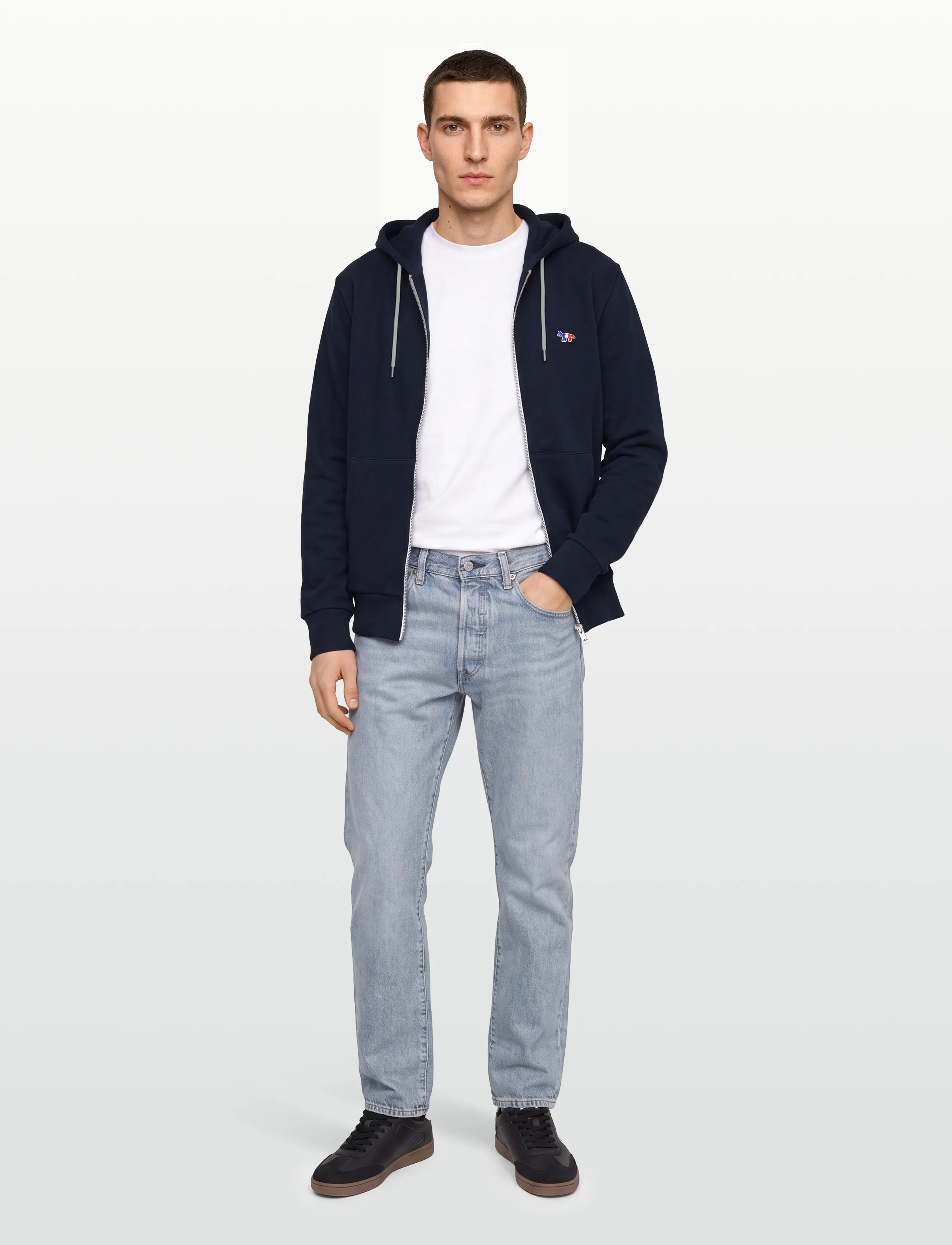 Maison Kitsune TRICOLOR FOX PATCH ZIP HOODIE - Kapuzenpullover - NAVY / navy
