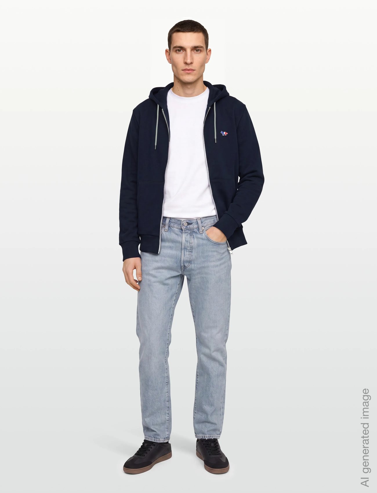 TRICOLOR FOX PATCH ZIP HOODIE