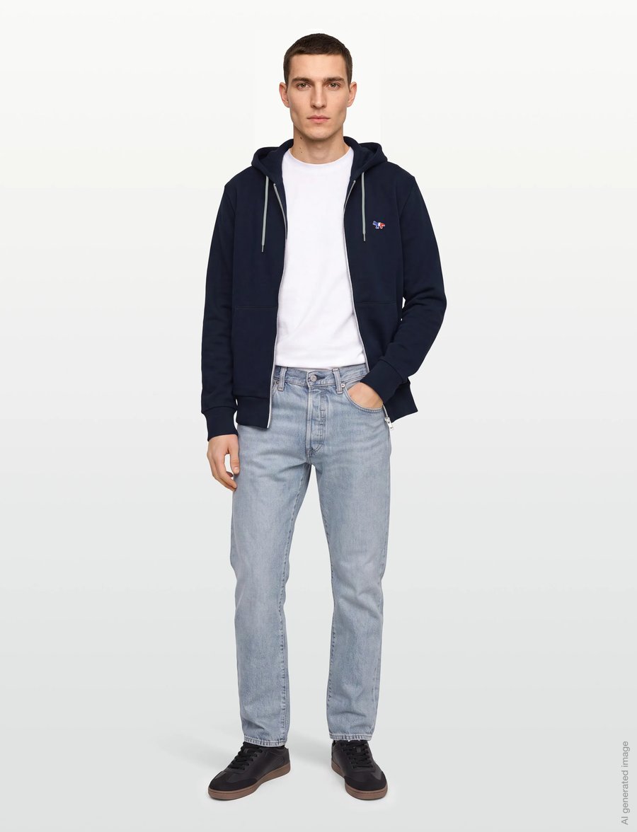 Maison Kitsune - TRICOLOR FOX PATCH ZIP HOODIE - kapuzenpullover - navy - 0