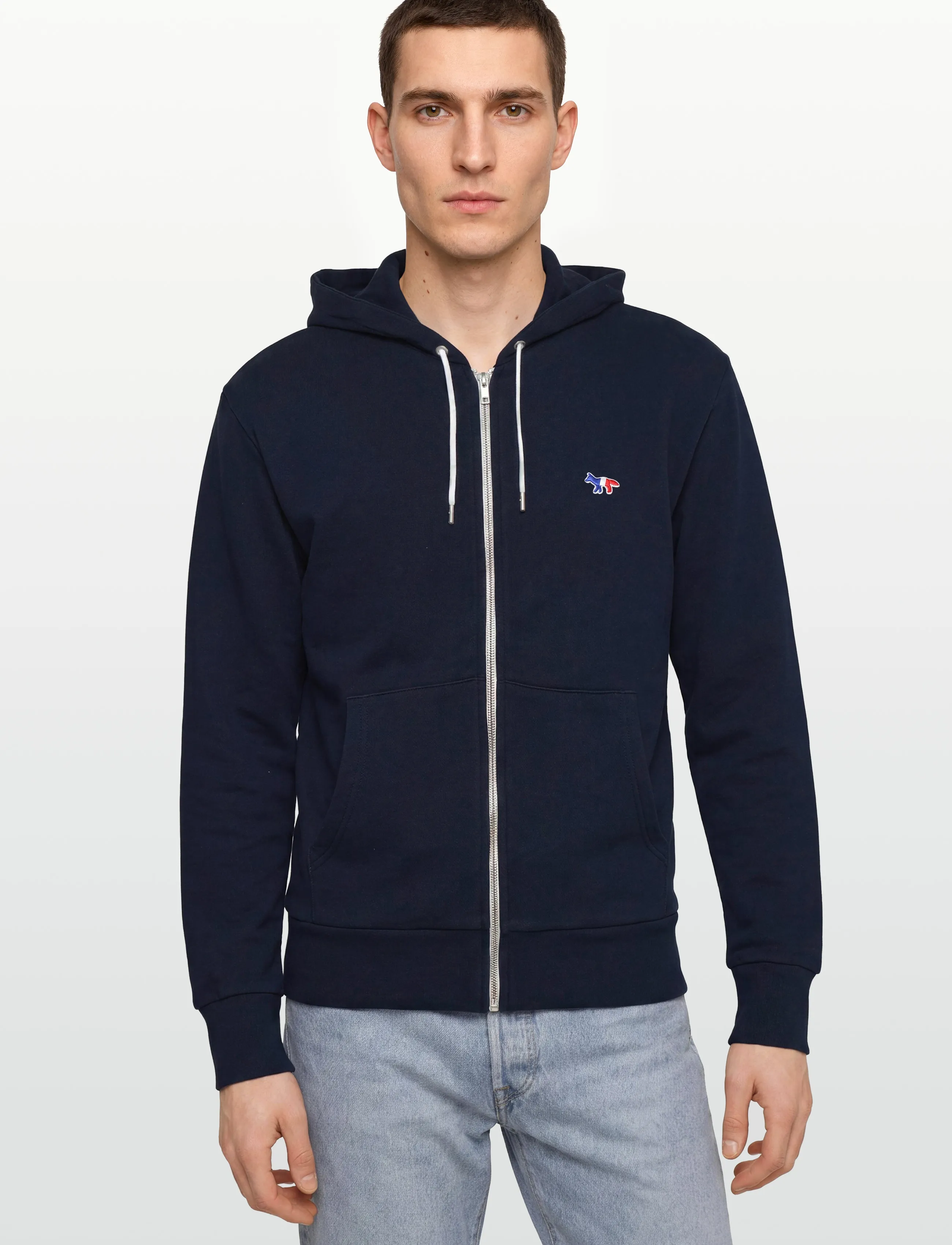 Maison Kitsune - TRICOLOR FOX PATCH ZIP HOODIE - kapuzenpullover - navy - 3