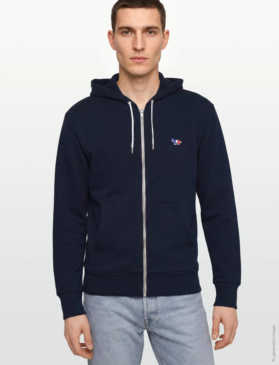 Maison Kitsune - TRICOLOR FOX PATCH ZIP HOODIE - kapuzenpullover - navy - 3