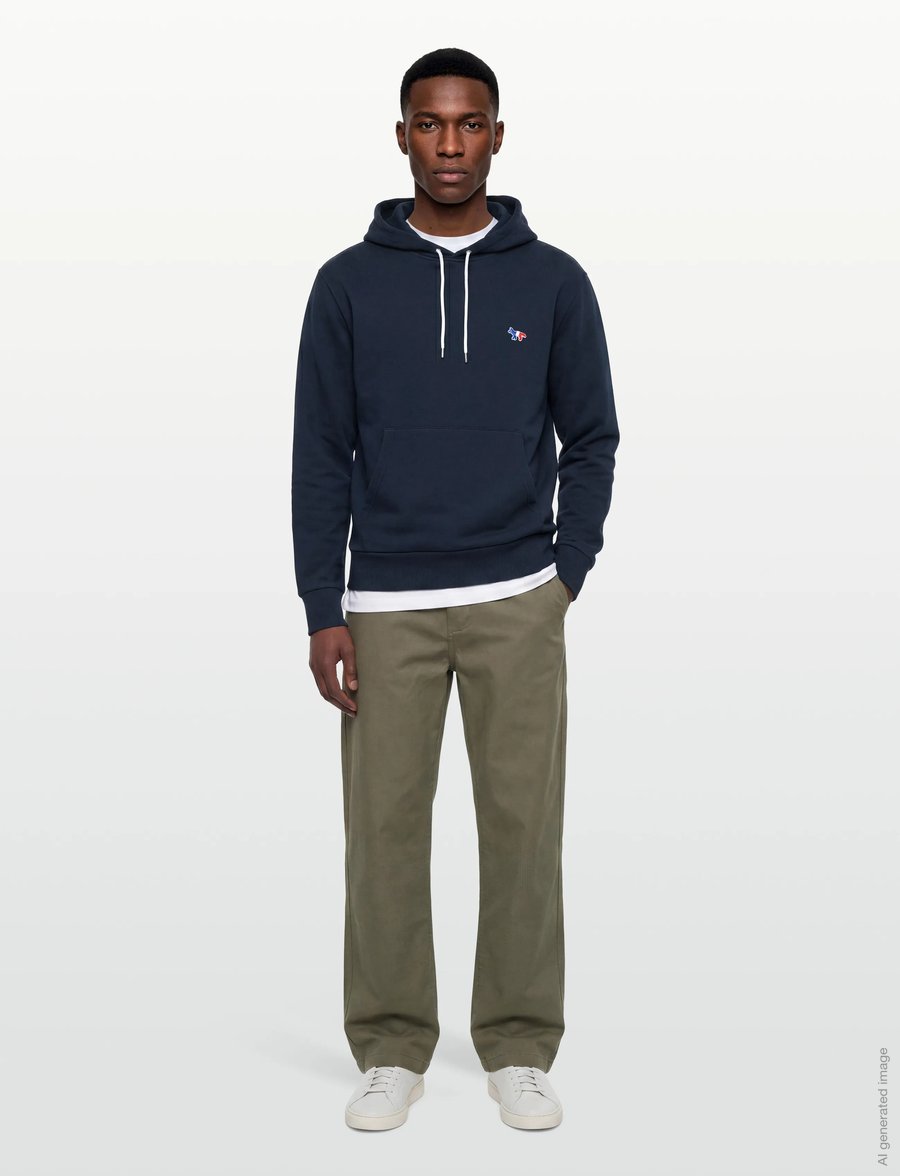 Maison Kitsune - TRICOLOR FOX PATCH CLASSIC HOODIE - hoodies - navy - 0