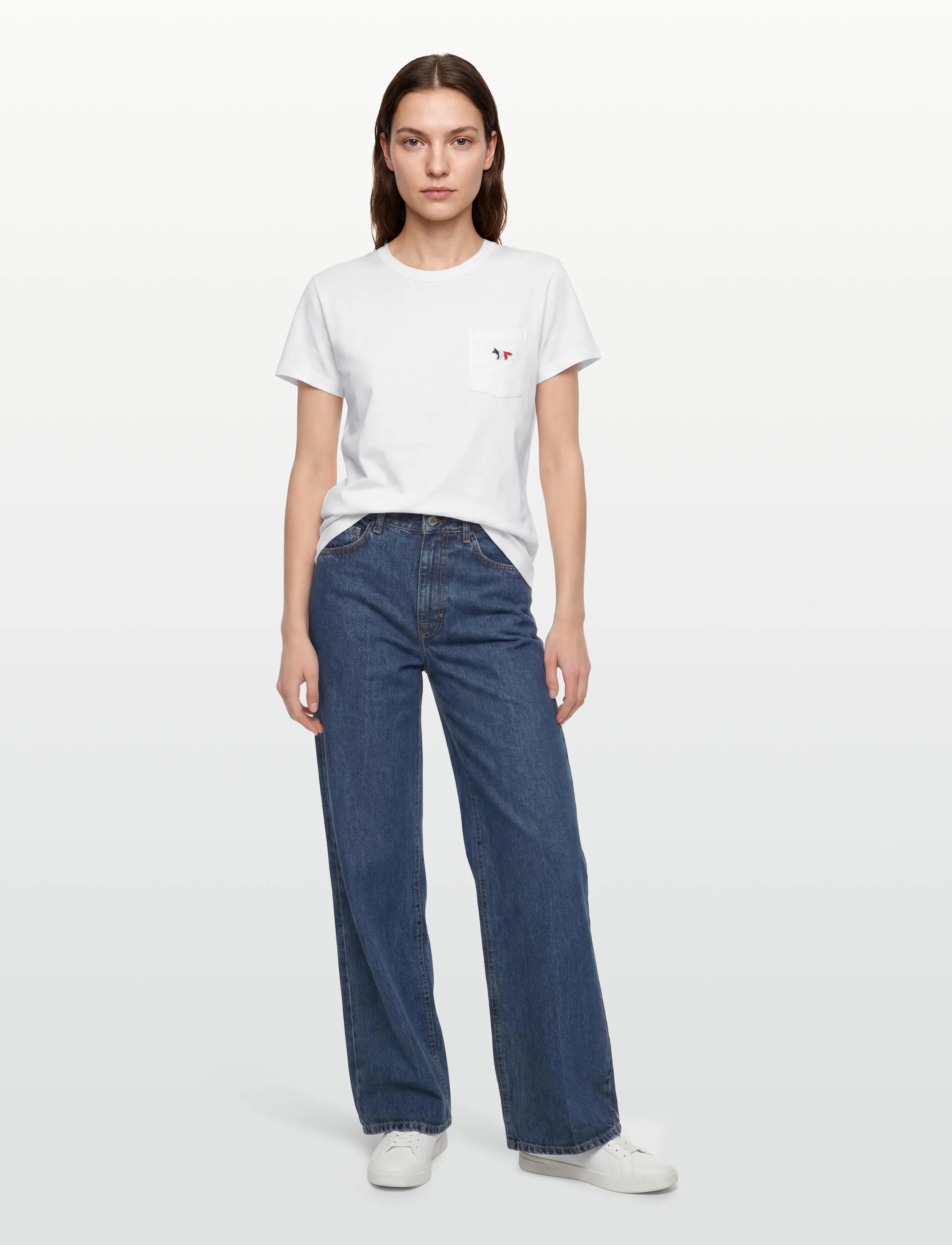 Maison Kitsune Tee-Shirt Tricolor Fox Patch, XL, T-shirts & Oberteile, Weiß - Short-sleeved, Frauen