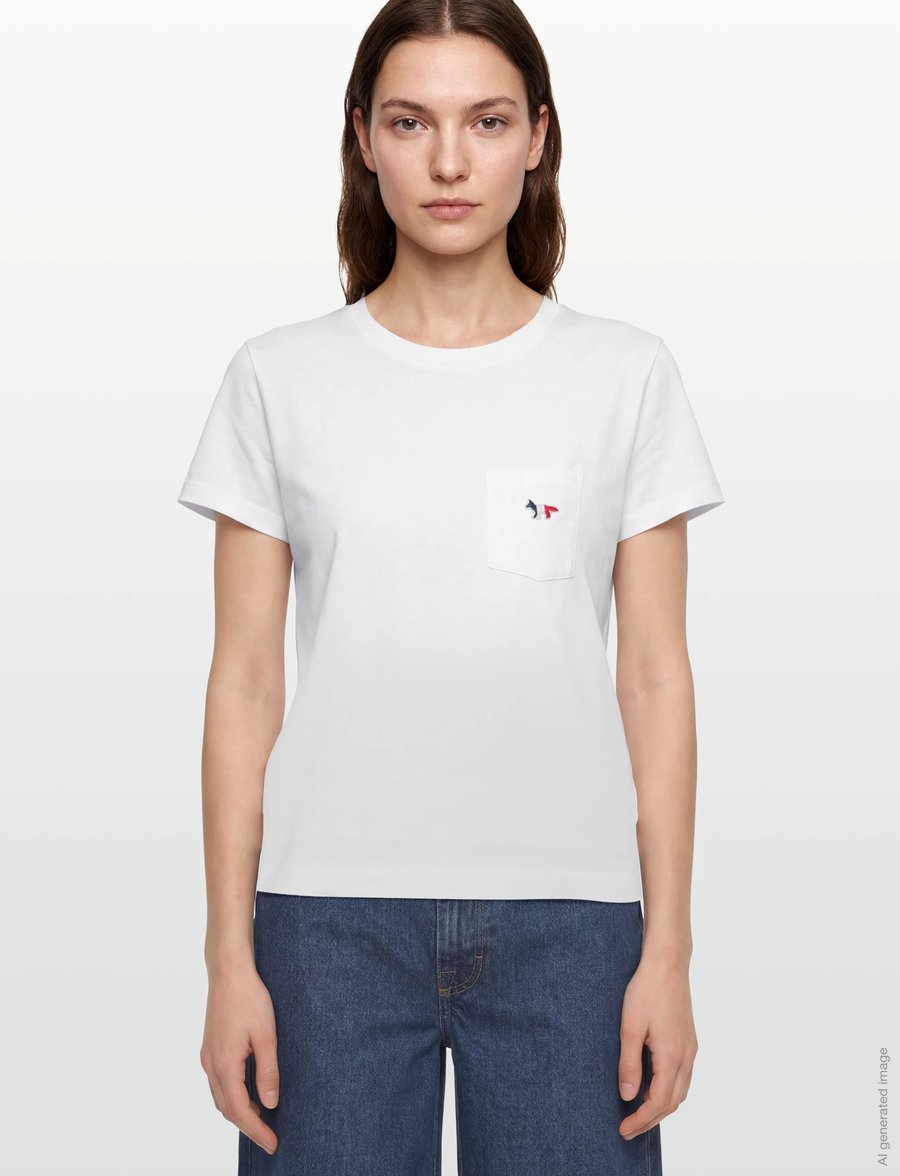 Maison Kitsune - TEE-SHIRT TRICOLOR FOX PATCH - t-shirts - white - 3