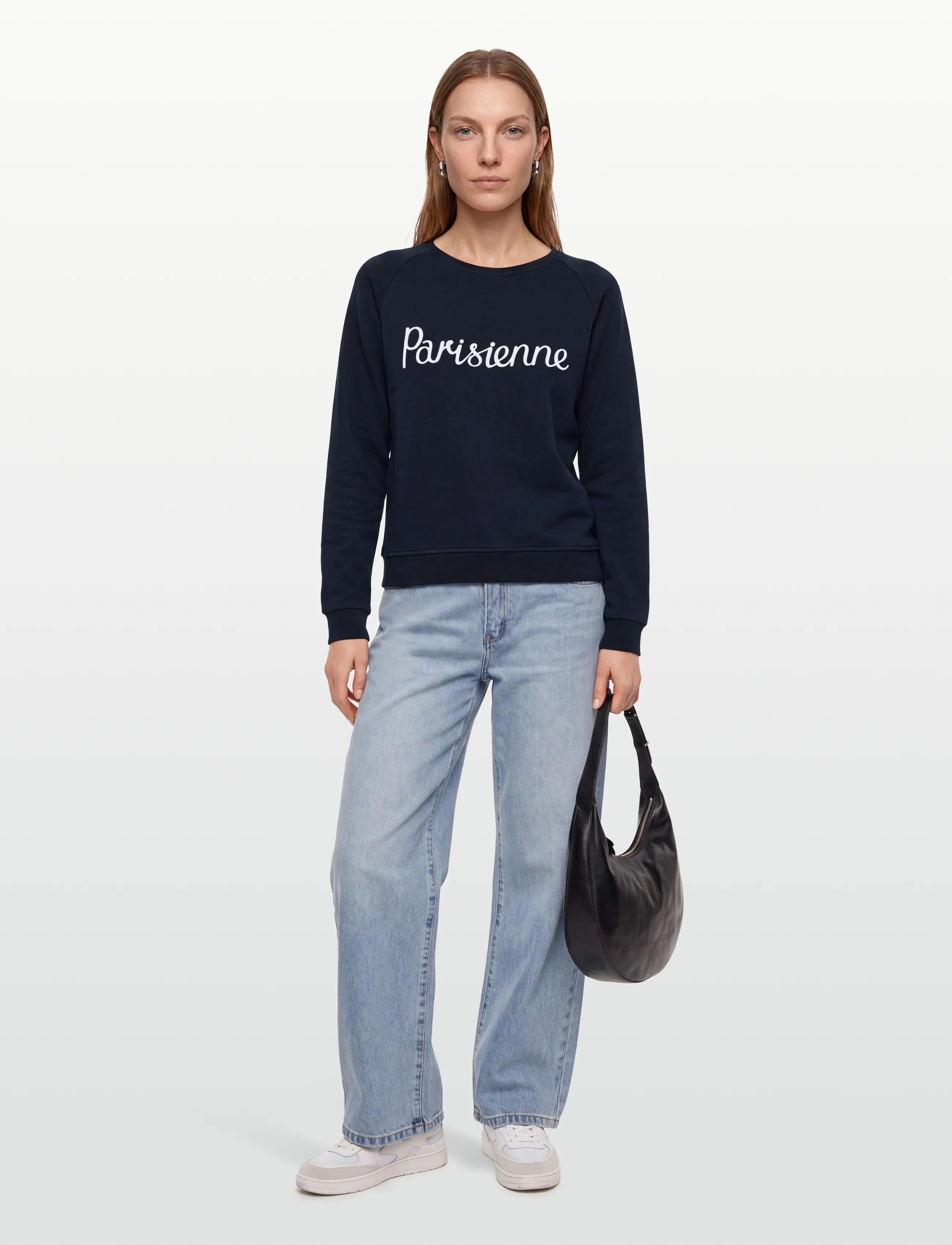 Maison Kitsune Msoaw00301Km0001, Kvinder, Parisienne Sweatshirt, Navy, Str: XL
