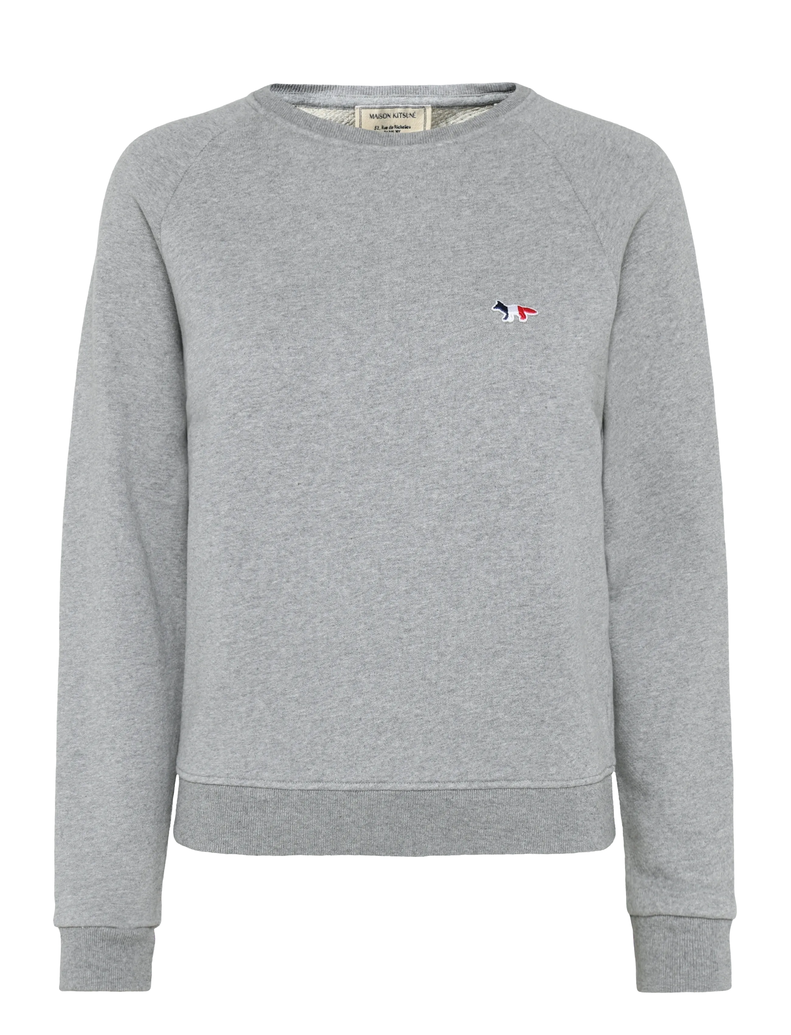 Maison Kitsune SWEATSHIRT TRICOLOR FOX PATCH - Visa allt - GREY MELANGE / grey