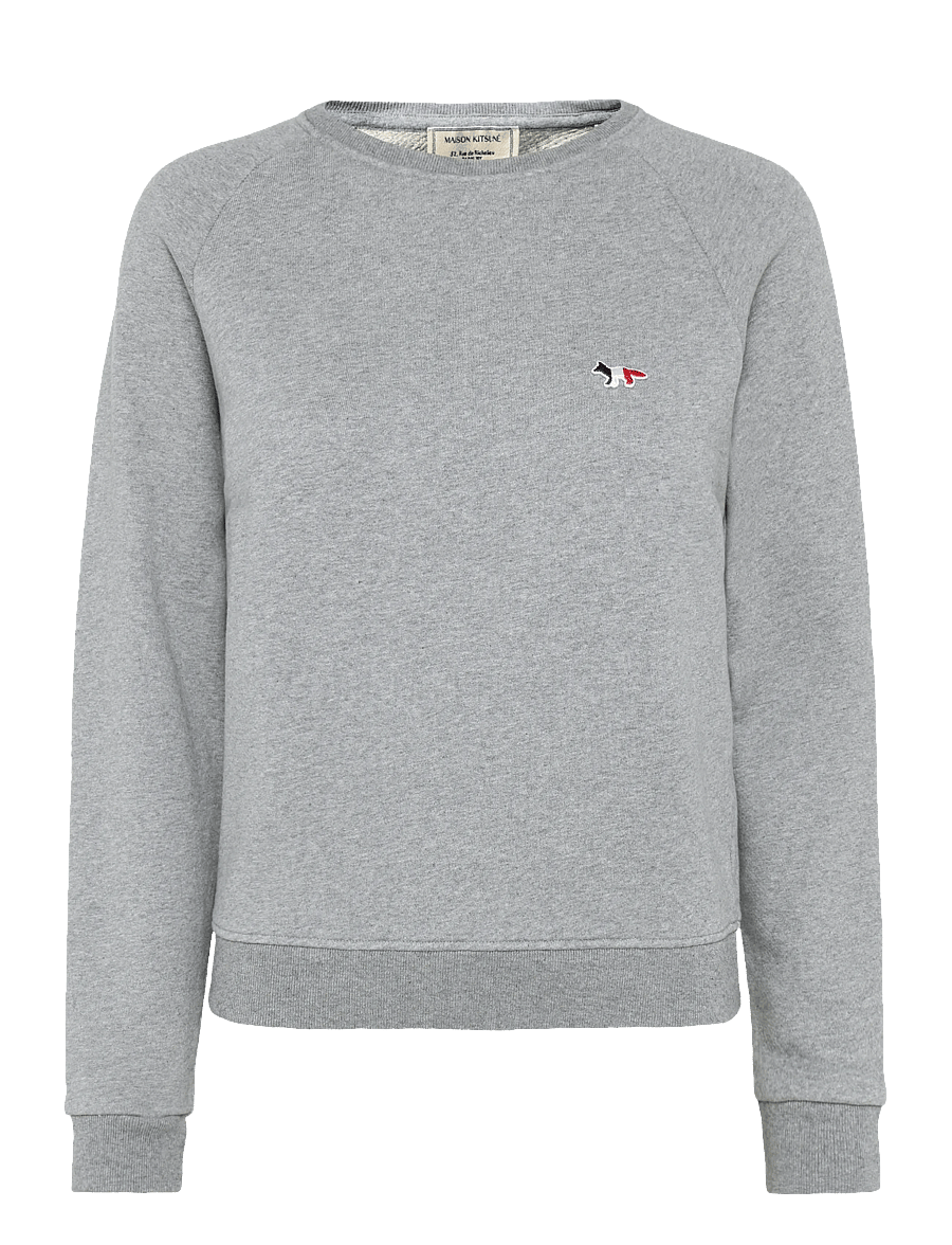 Maison Kitsune - SWEATSHIRT TRICOLOR FOX PATCH - sweatshirts - grey melange - 1