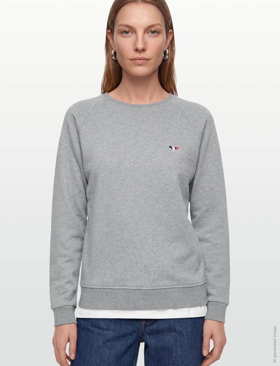 Maison Kitsune - SWEATSHIRT TRICOLOR FOX PATCH - sweatshirts - grey melange - 3