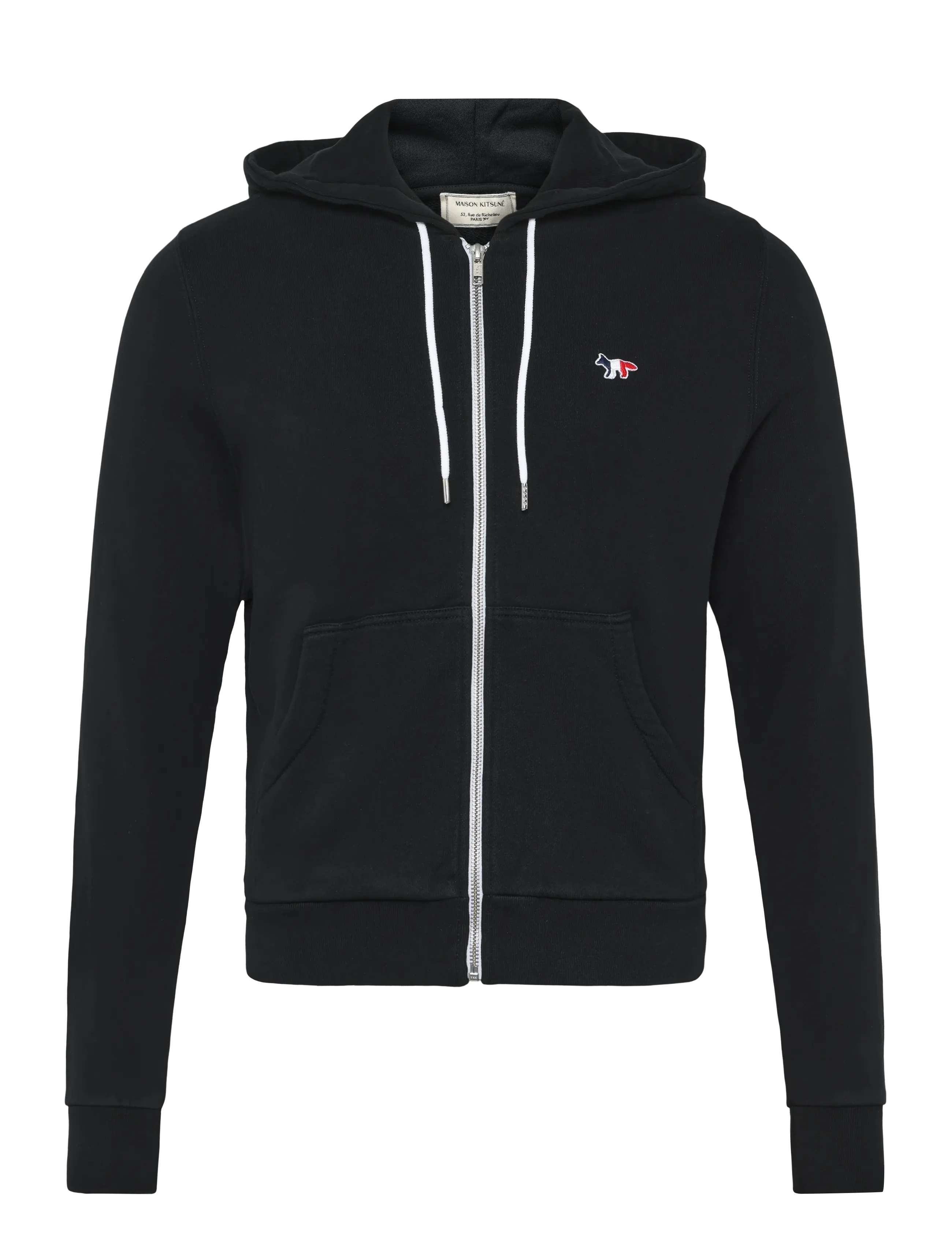 Maison Kitsune TRICOLOR FOX PATCH ZIP HOODIE - Hoodies - BLACK / black