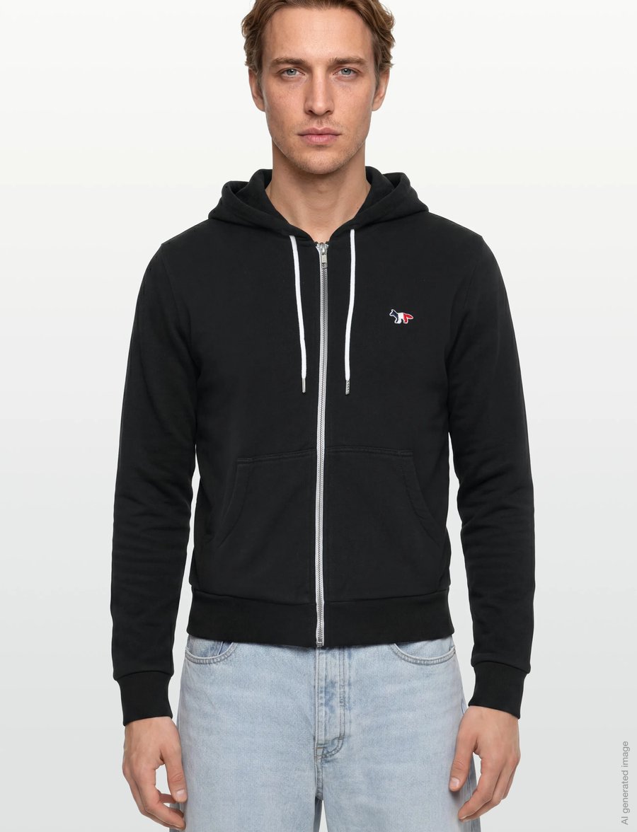 Maison Kitsune - TRICOLOR FOX PATCH ZIP HOODIE - hoodies - black - 3