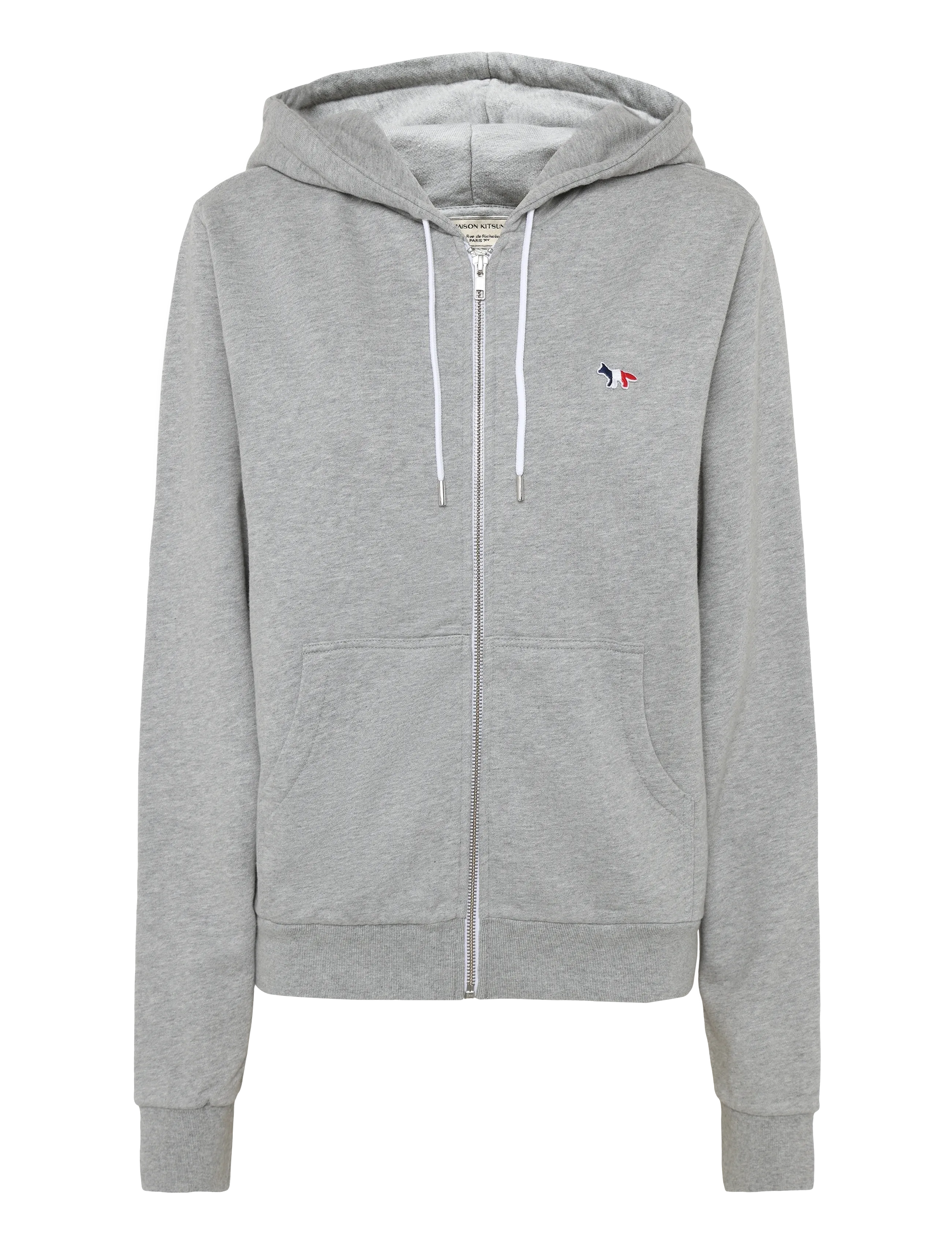 Maison Kitsune TRICOLOR FOX PATCH ZIP HOODIE - Kleidung - GREY MELANGE / grey