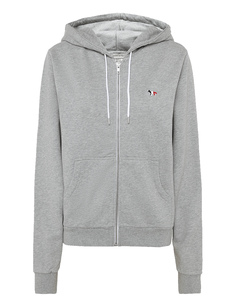 Maison Kitsune - TRICOLOR FOX PATCH ZIP HOODIE - kapuzenpullover - grey melange - 0