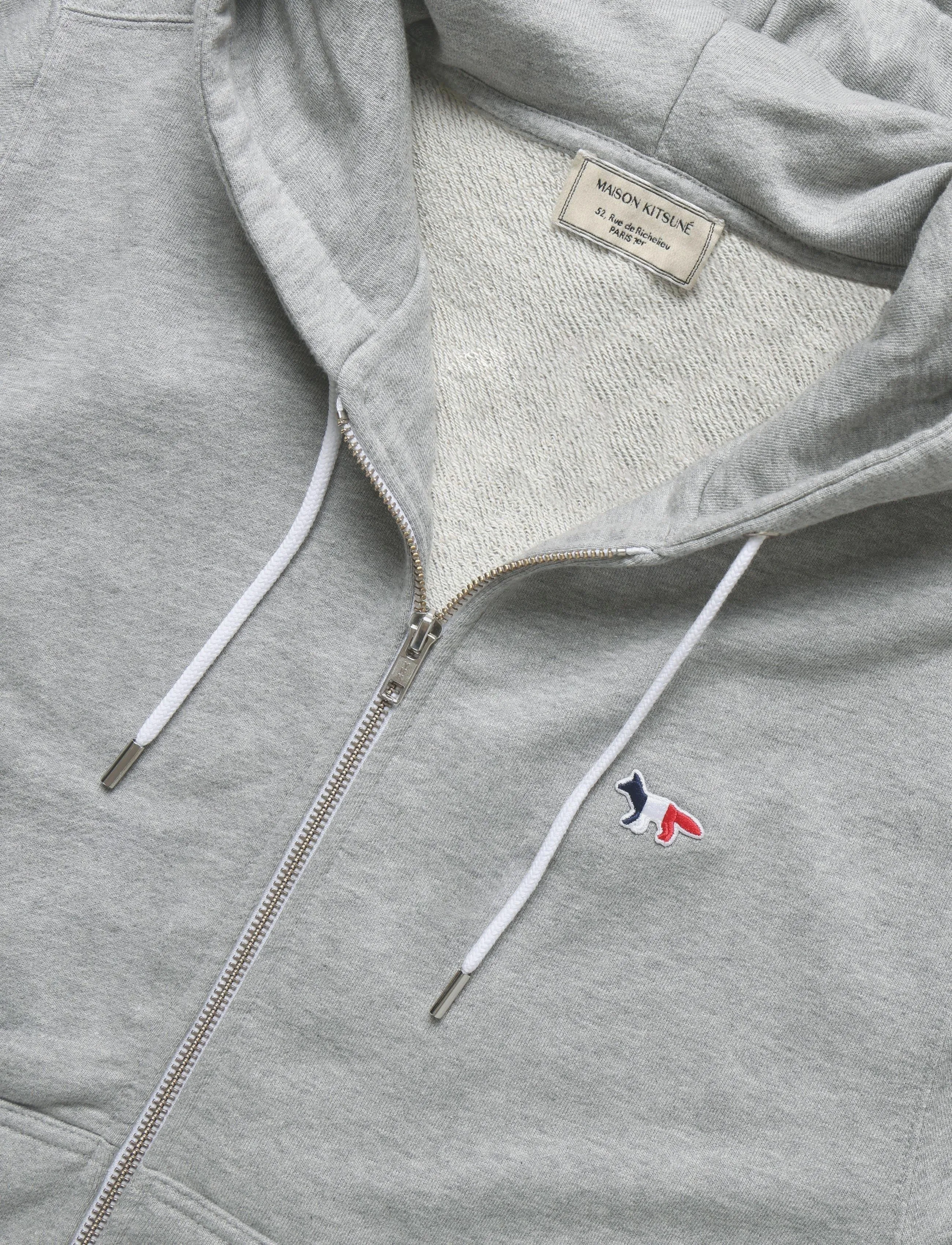 Maison Kitsune - TRICOLOR FOX PATCH ZIP HOODIE - kapuzenpullover - grey melange - 2