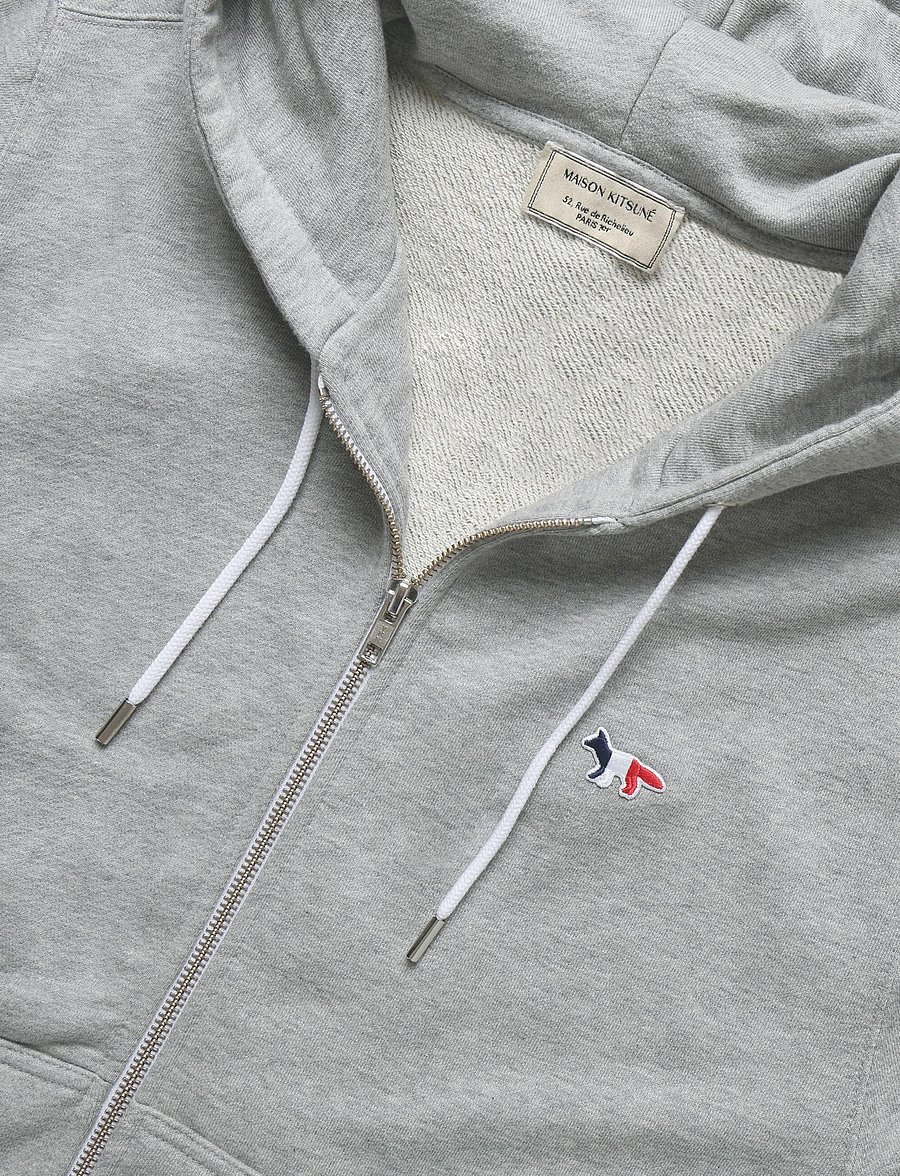 Maison Kitsune - TRICOLOR FOX PATCH ZIP HOODIE - kapuzenpullover - grey melange - 2