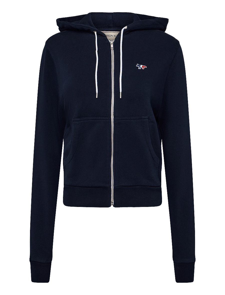 Maison Kitsune - TRICOLOR FOX PATCH ZIP HOODIE - hoodies - navy - 1