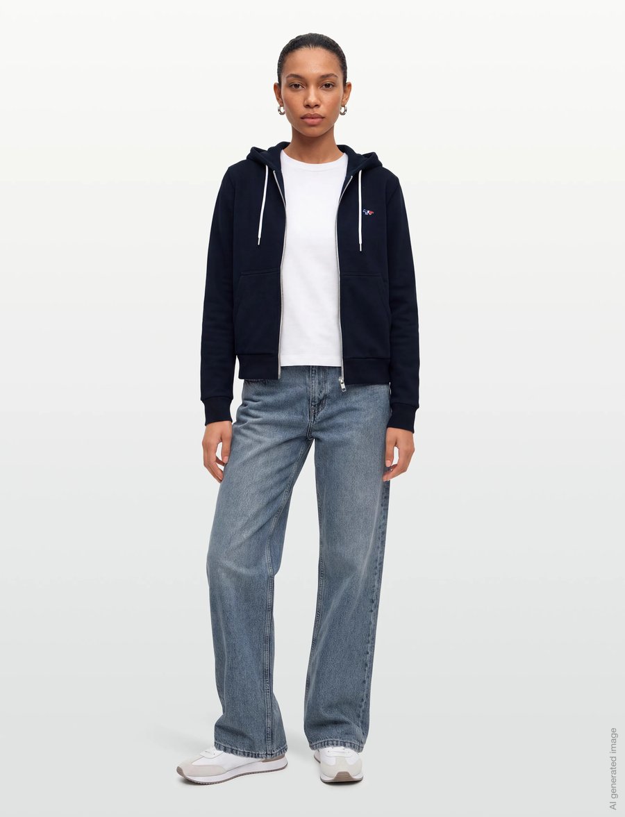 Maison Kitsune - TRICOLOR FOX PATCH ZIP HOODIE - hoodies - navy - 0
