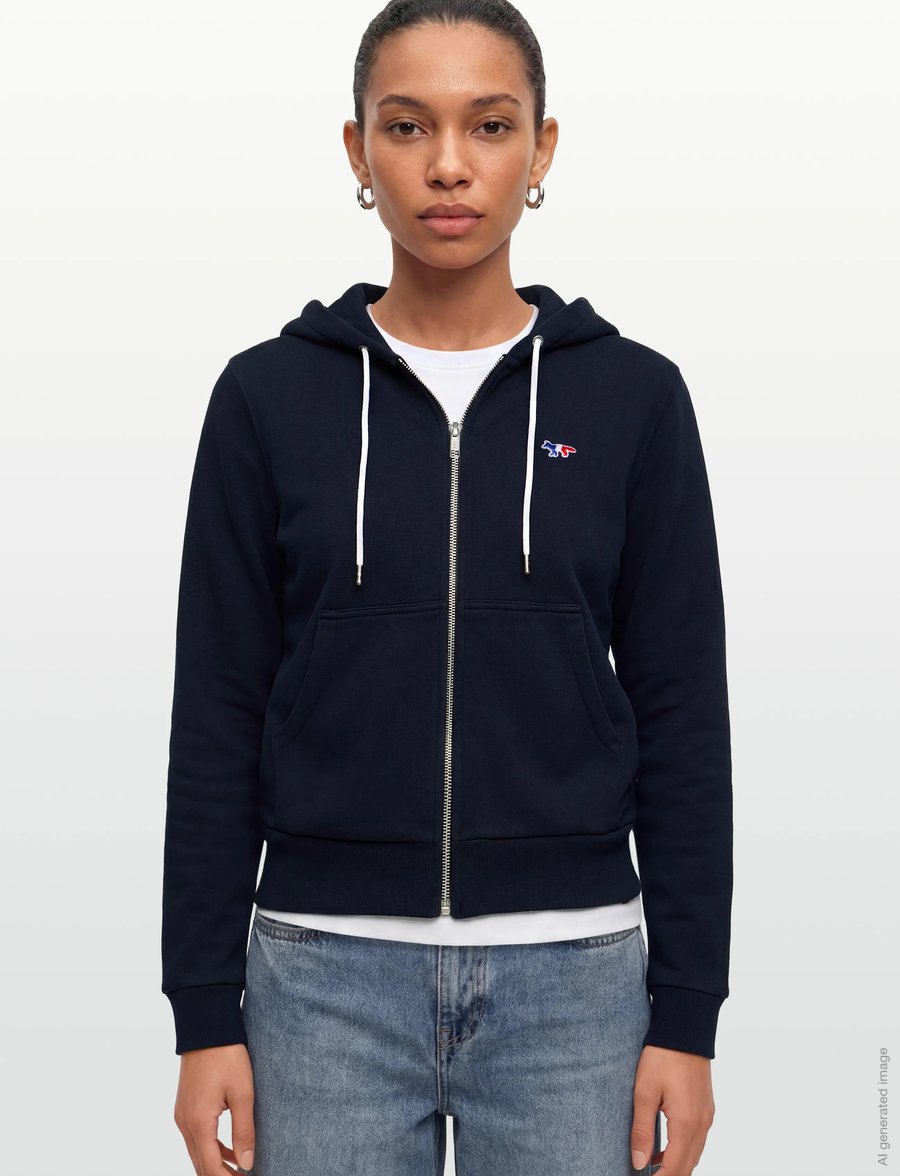 Maison Kitsune - TRICOLOR FOX PATCH ZIP HOODIE - hoodies - navy - 3
