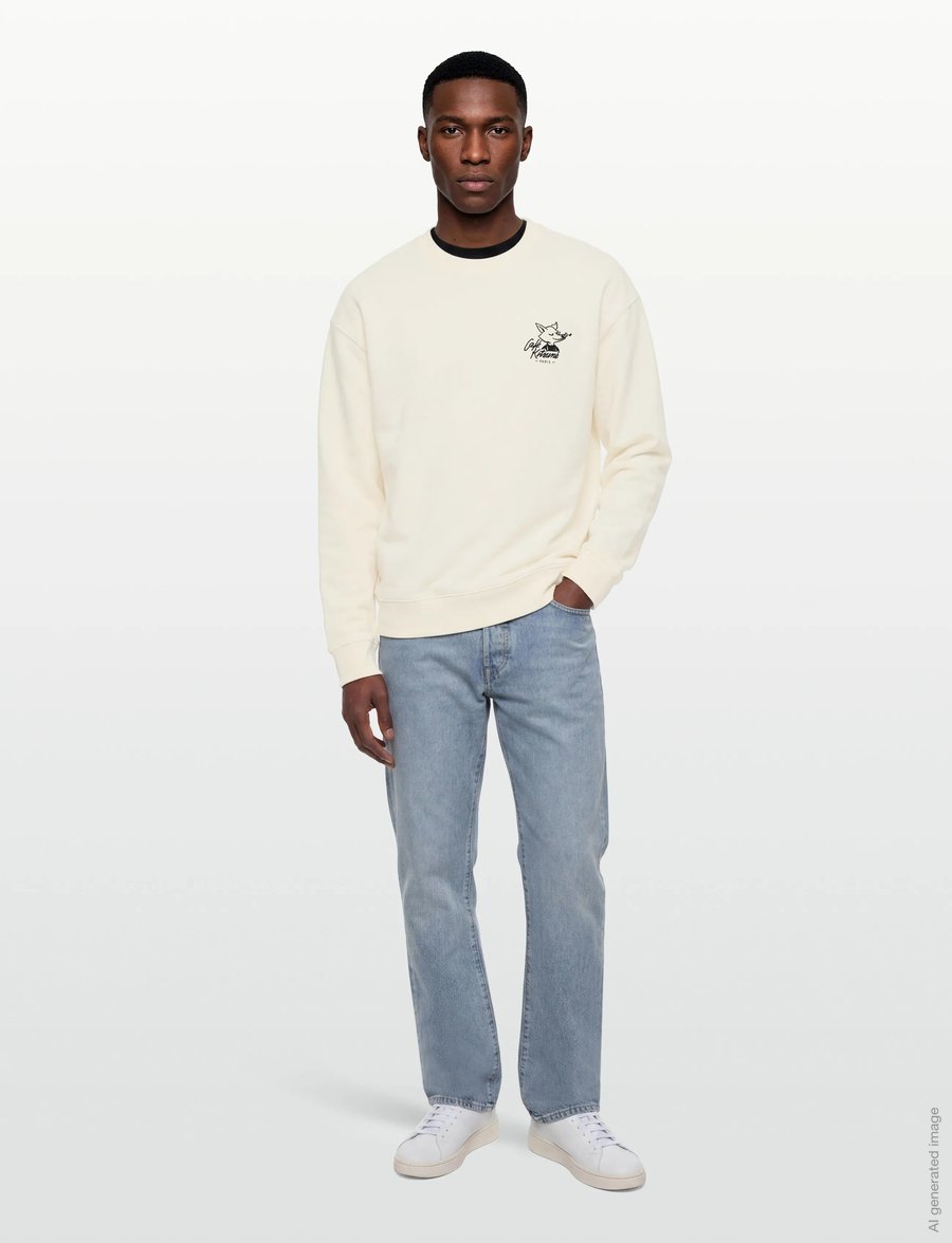 Maison Kitsune - CAFÉ KITSUNÉ FOX RELAXED SWEATSHIRT - sweatshirts - tapioca - 0