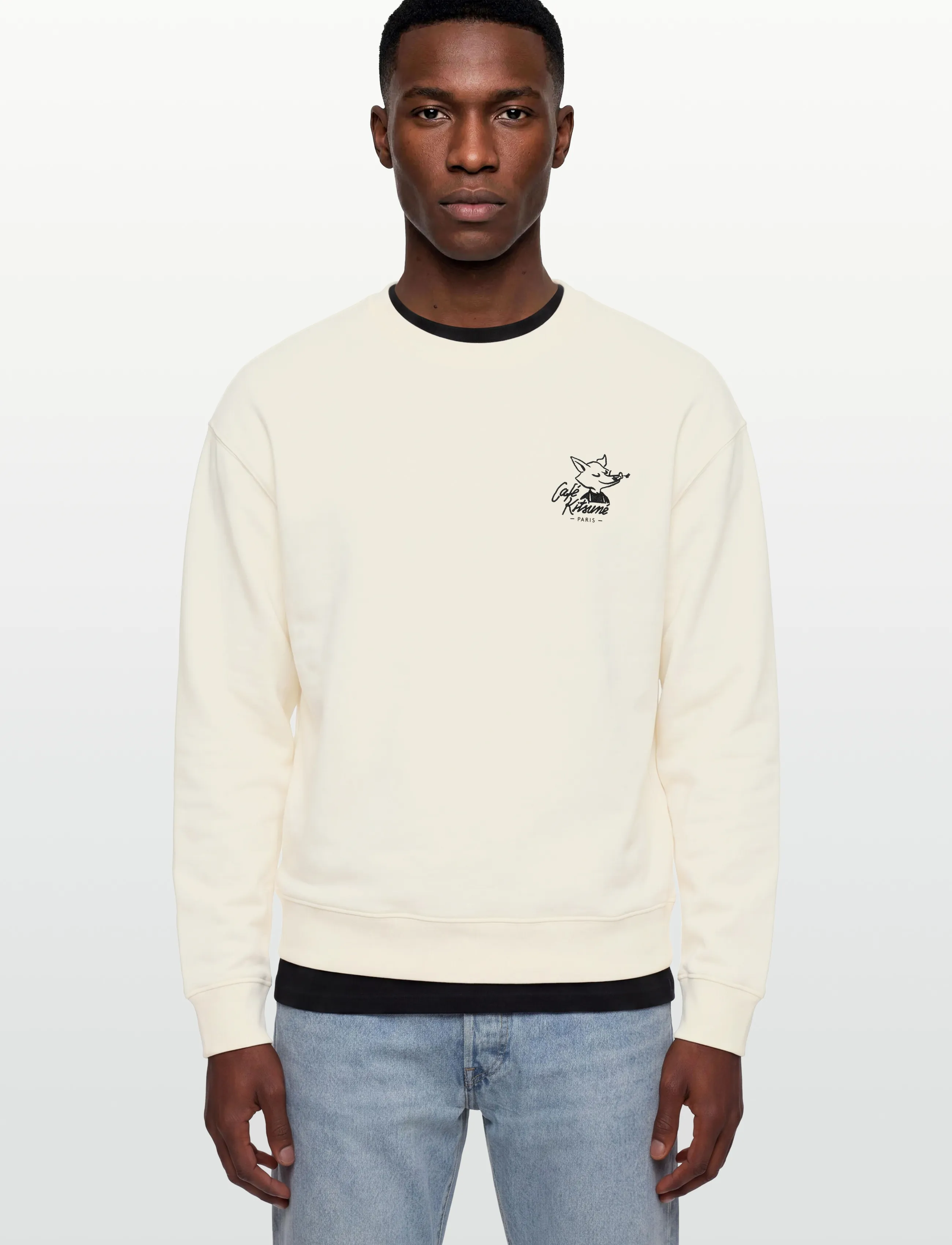 Maison Kitsune - CAFÉ KITSUNÉ FOX RELAXED SWEATSHIRT - sweatshirts - tapioca - 3