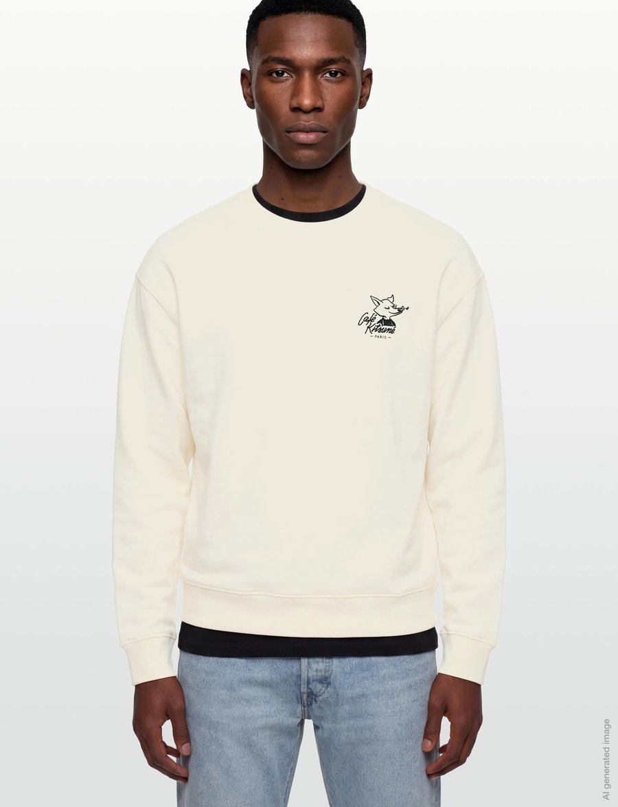 Maison Kitsune - CAFÉ KITSUNÉ FOX RELAXED SWEATSHIRT - sweatshirts - tapioca - 3