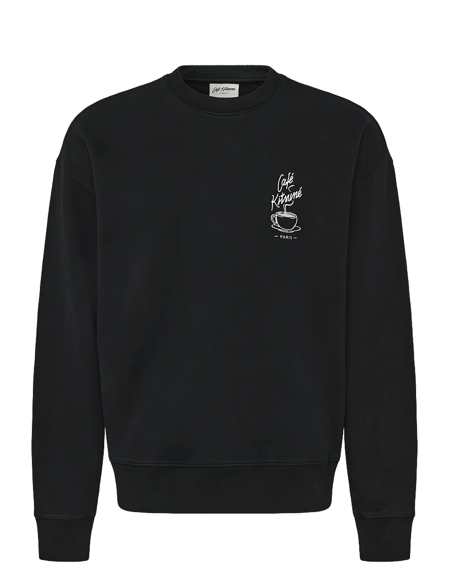 Maison Kitsune - CAFÉ KITSUNÉ COFFEE CUP RELAXED SWEATSHIRT - sweatshirts - black - 1