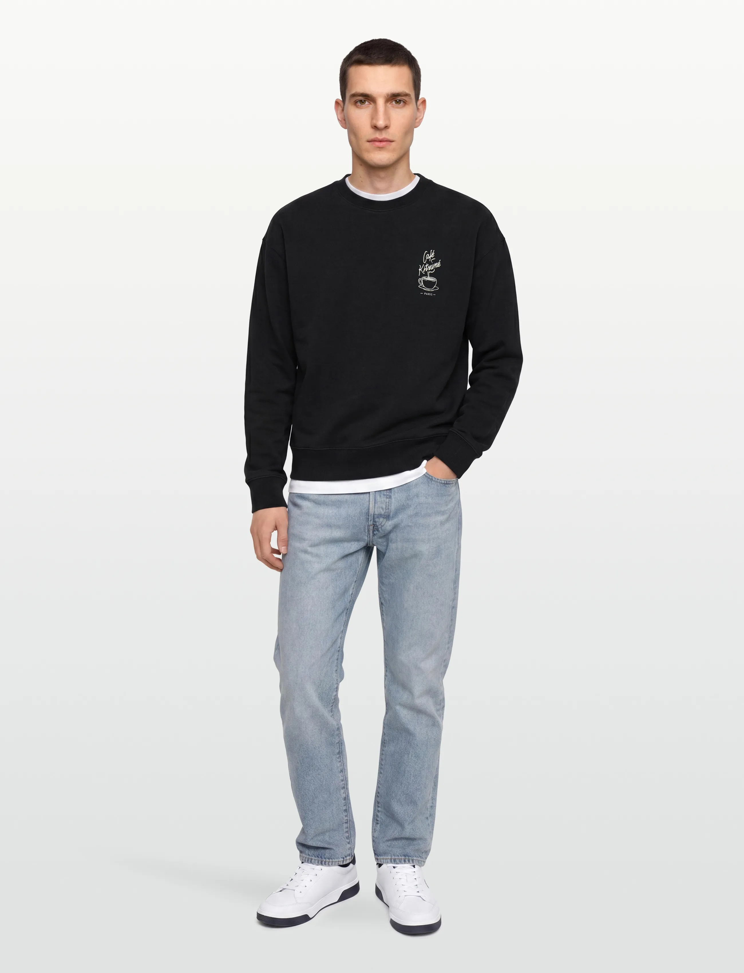 Maison Kitsune Café Kitsuné Coffee Cup Relaxed Sweatshirt, Mænd, Afslappet Sweatshirt, Sort, Str: S