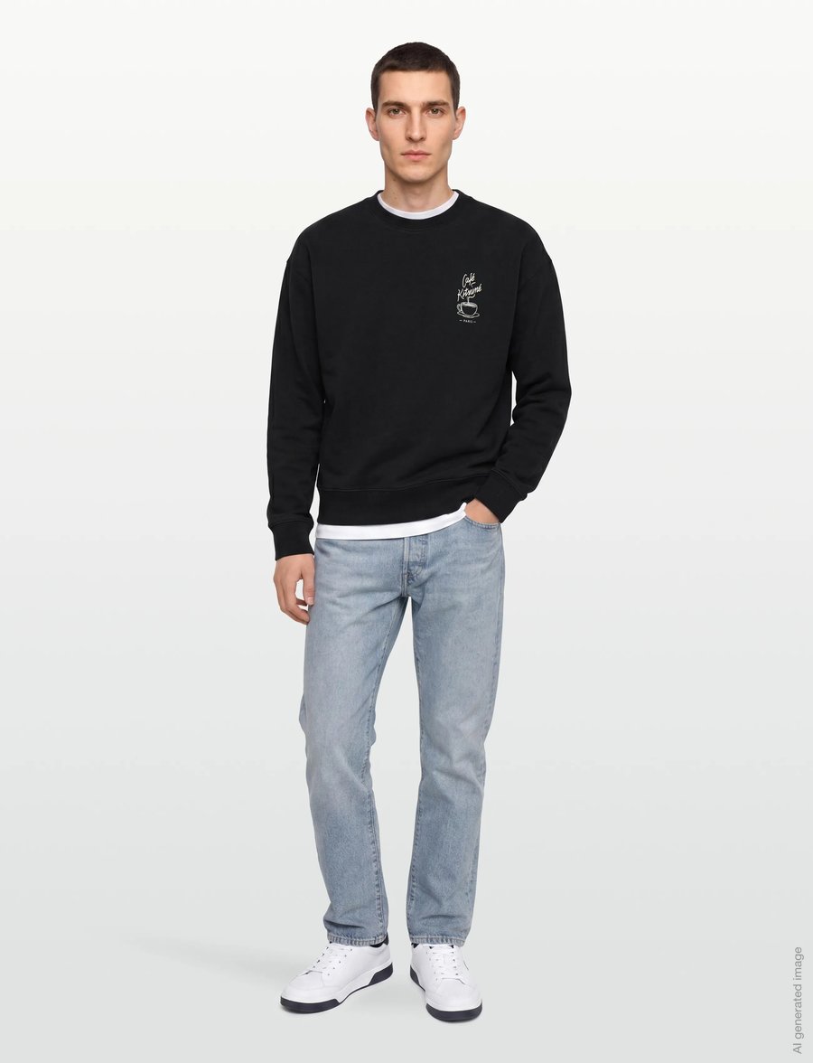 Maison Kitsune - CAFÉ KITSUNÉ COFFEE CUP RELAXED SWEATSHIRT - sweatshirts - black - 0
