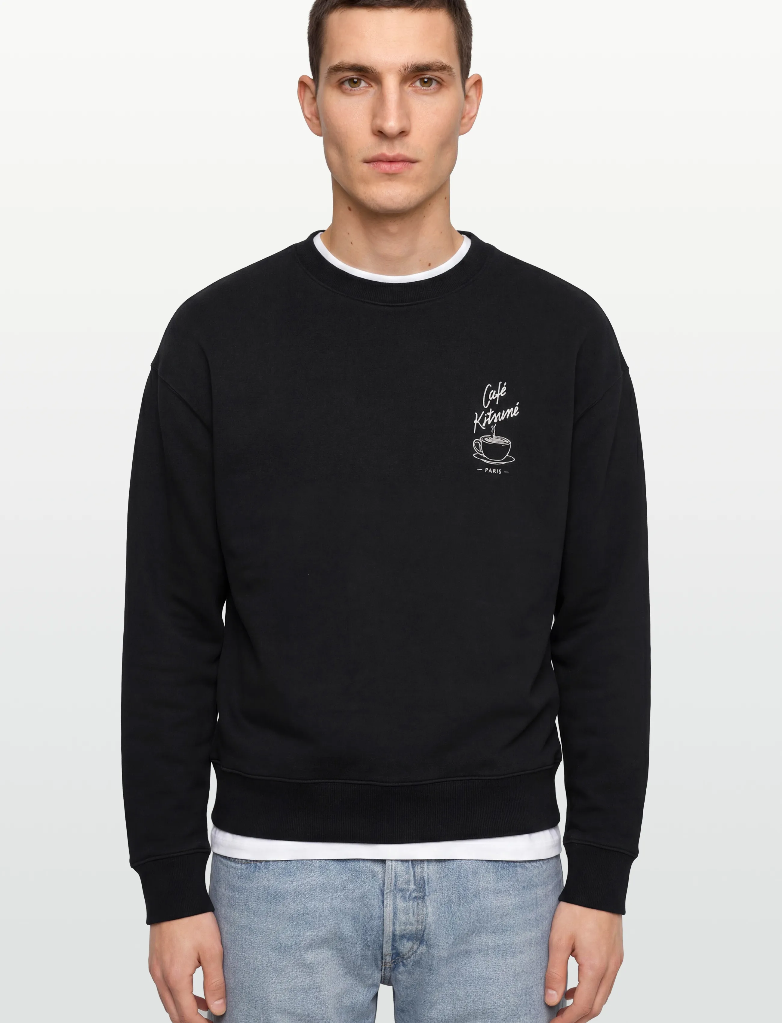 Maison Kitsune - CAFÉ KITSUNÉ COFFEE CUP RELAXED SWEATSHIRT - sweatshirts - black - 3