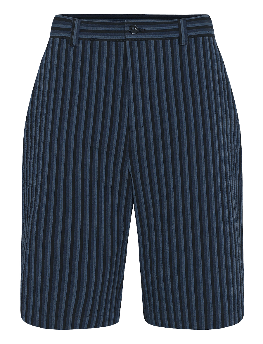 Maison Kitsune - STRIPES SEERSUCKER STAN BERMUDA SHORT - freizeitshorts - navy stripe - 0